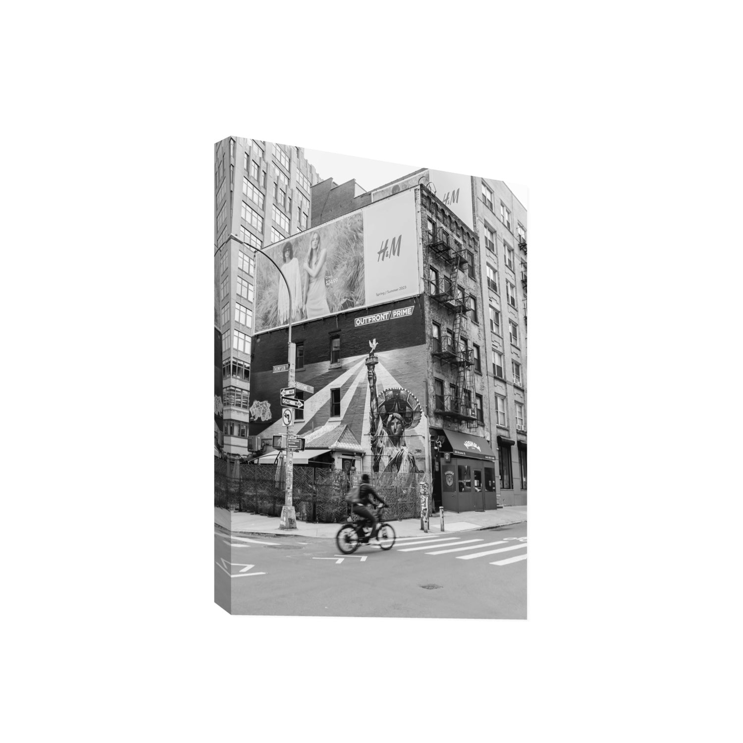 Shadows Of Liberty New York NYC Black & White wall art Giant stretched canvas print