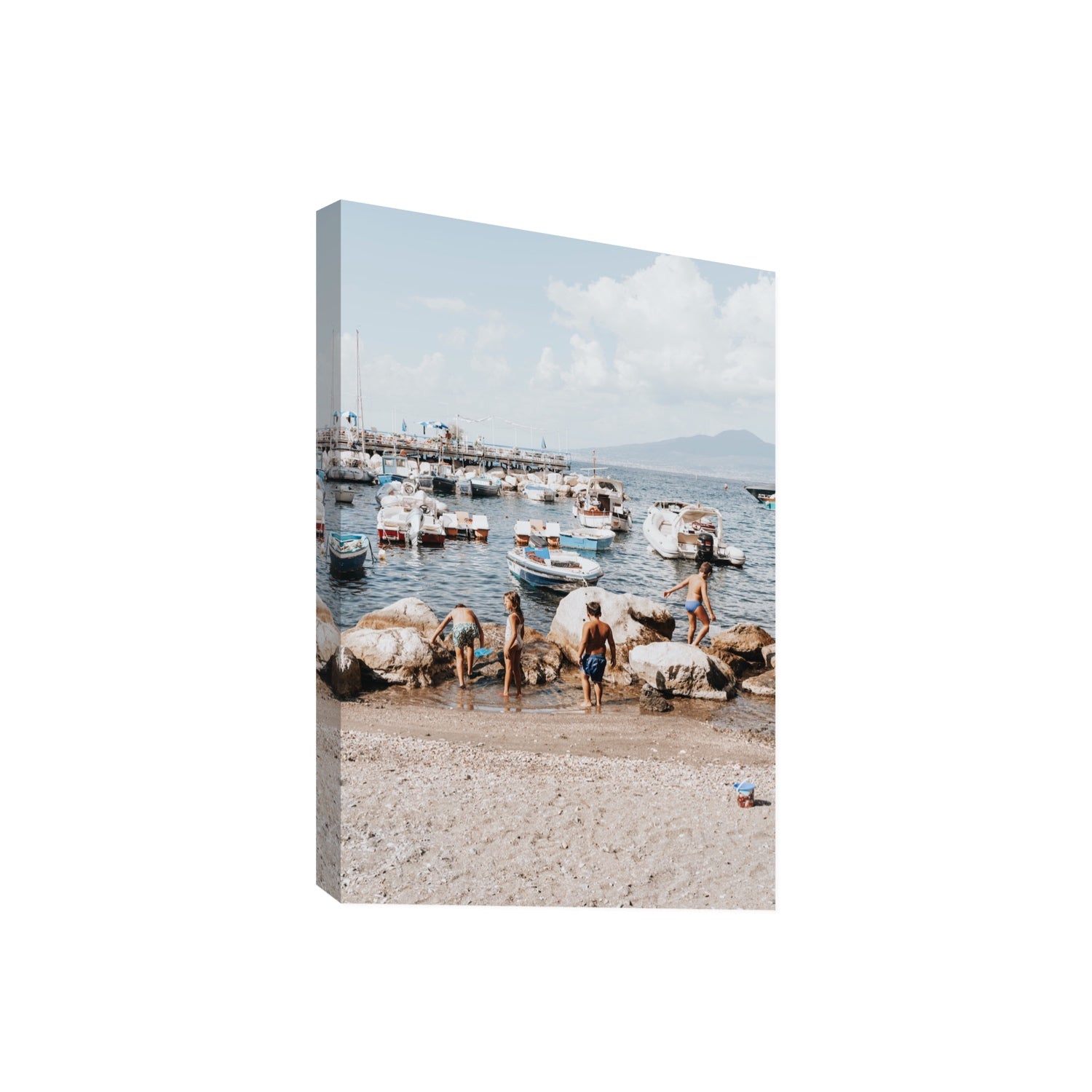 Searching For Treasures Sorrento coastal wall art Giant stretched canvas print