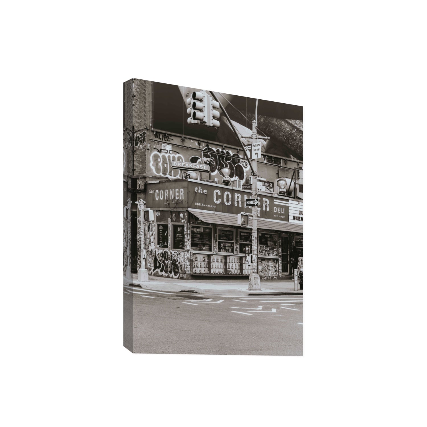 Soho Deli New York NYC Black & White wall art Giant stretched canvas print