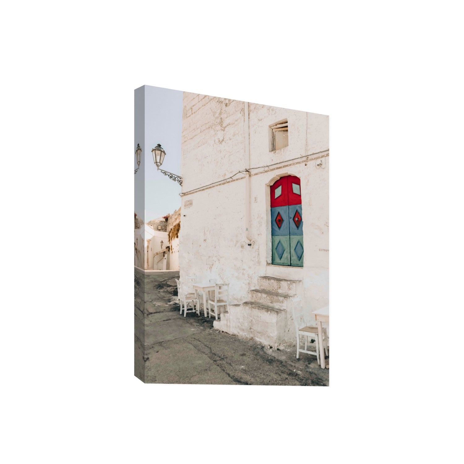 Doorway Delight Puglia Ostuni wall art Giant stretched canvas print