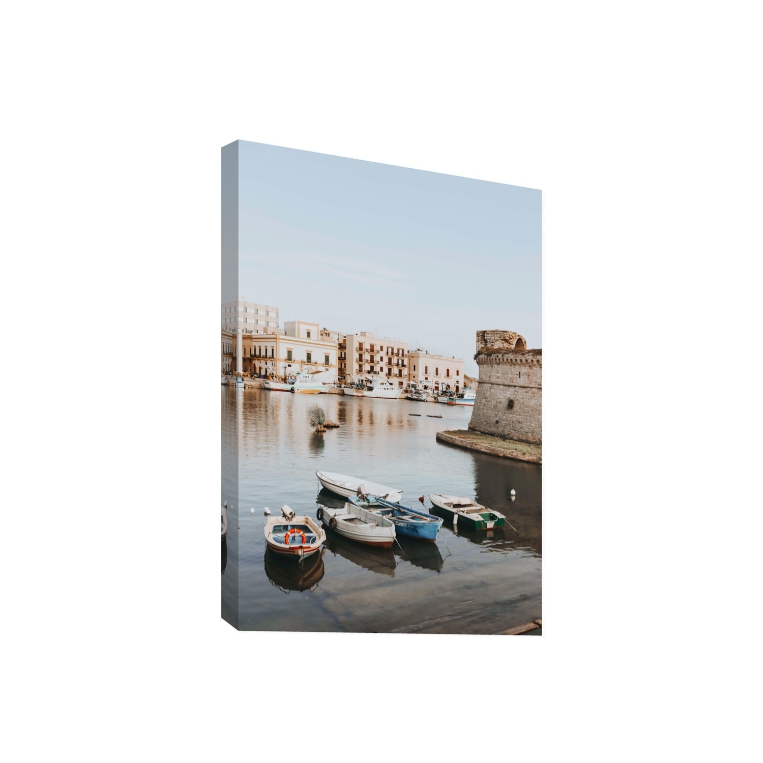 Gallipoli Harbour Puglia coastal wall art Giant stretched canvas print