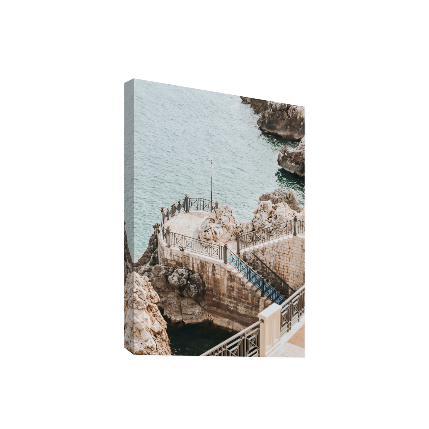 Tidal Staircase Puglia coastal Italian wall art Giant stretched canvas print