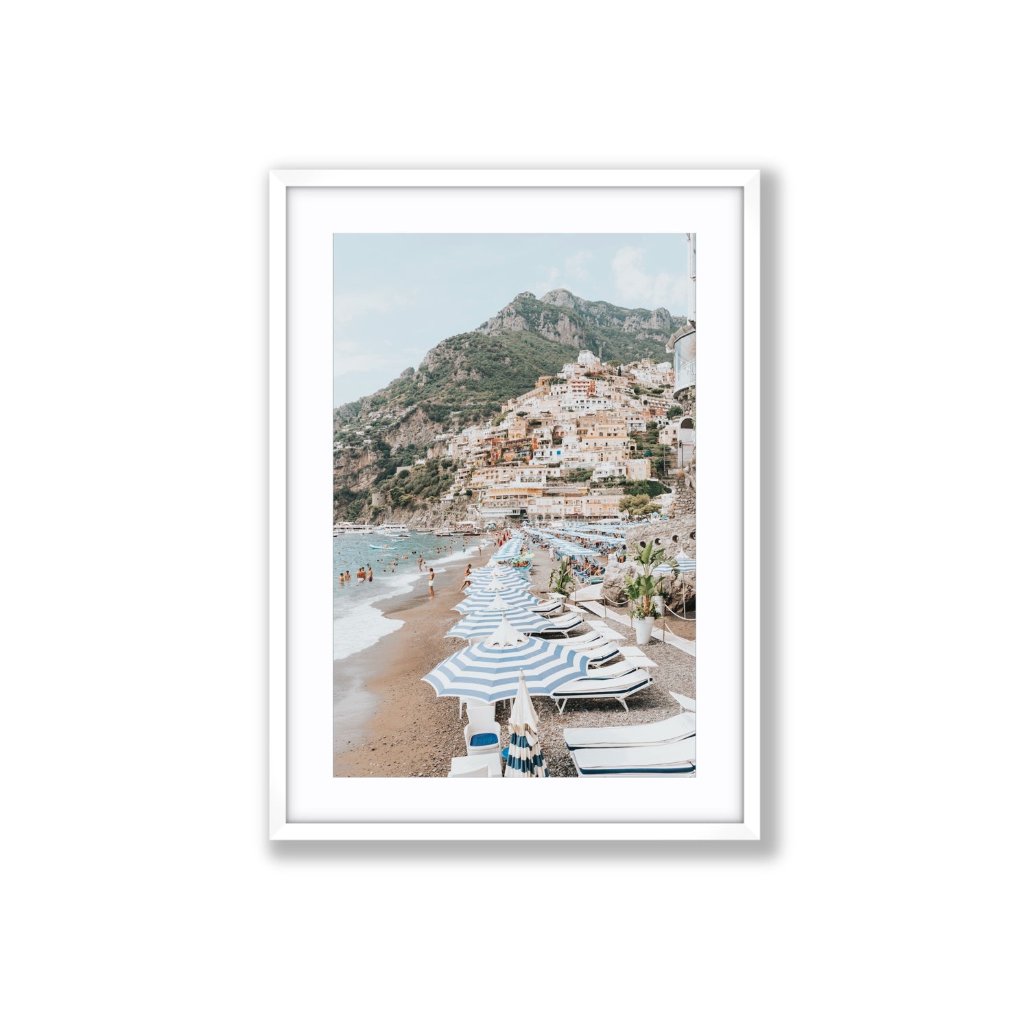 The Cliffside Village fine art print, Positano, Italy, Large, White Frame · Matboard, Fine Art Print