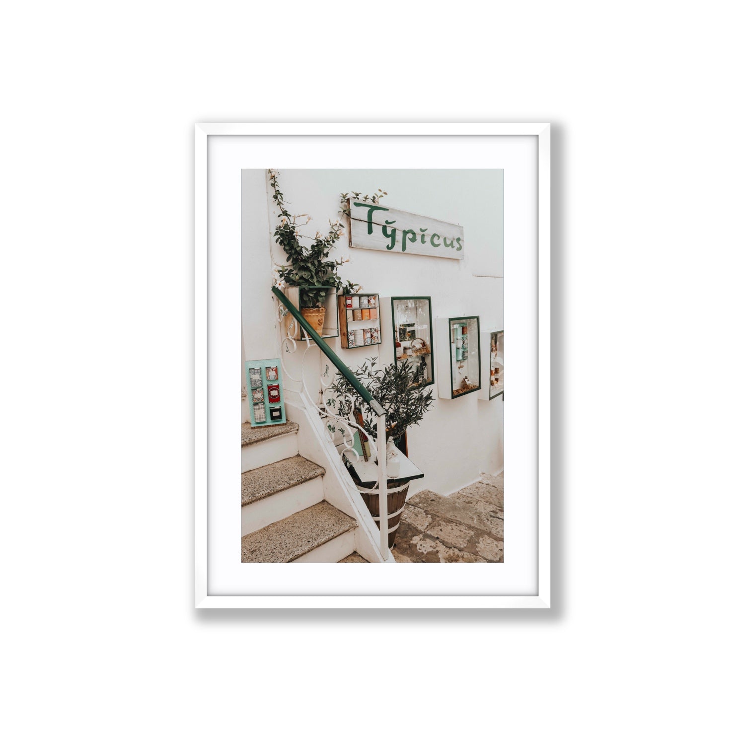 Il Negozio Puglia Ostuni wall art Large fine art print in white frame with matboard