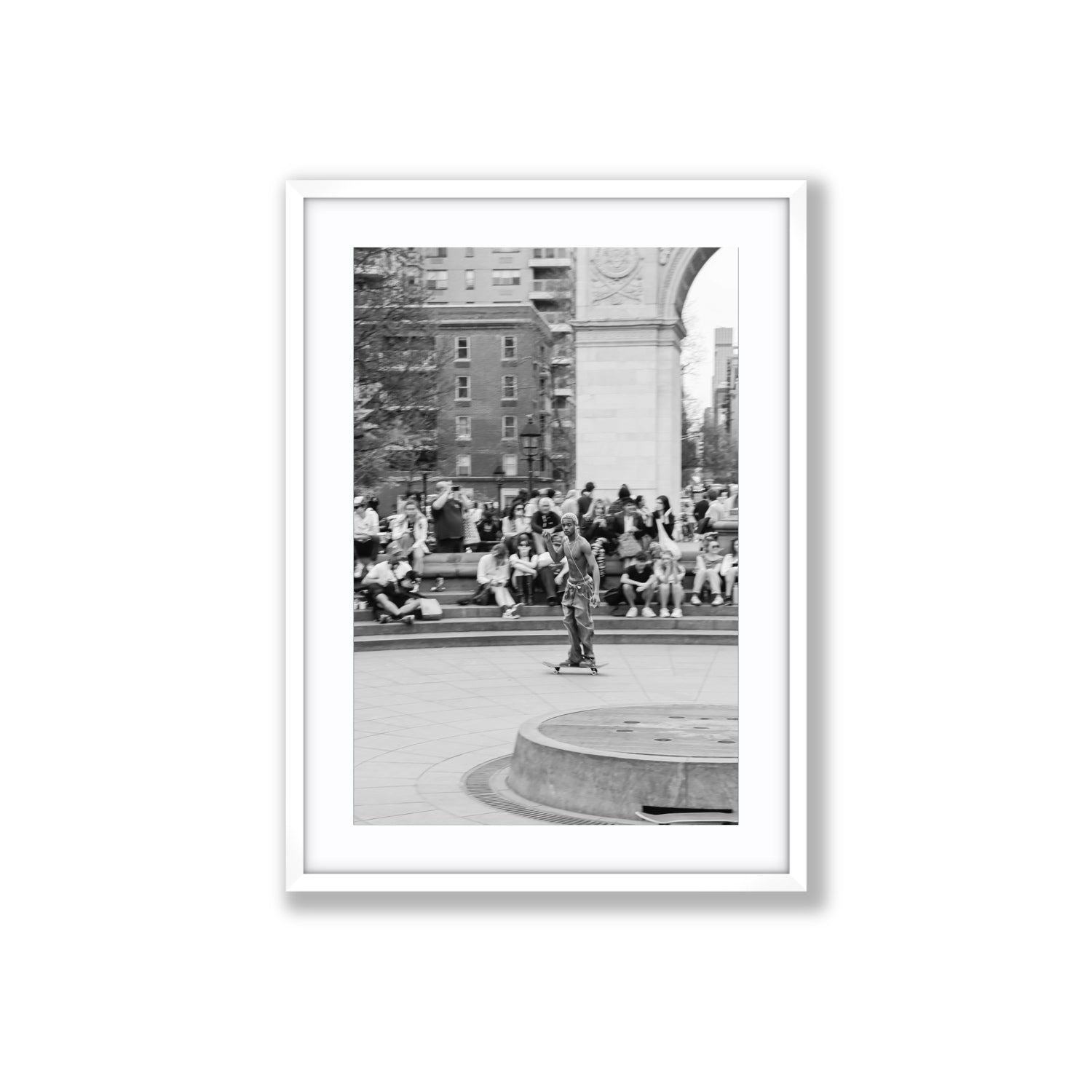 Parkside Pirouettes New York NYC Black & White wall art Large fine art print in white frame with matboard