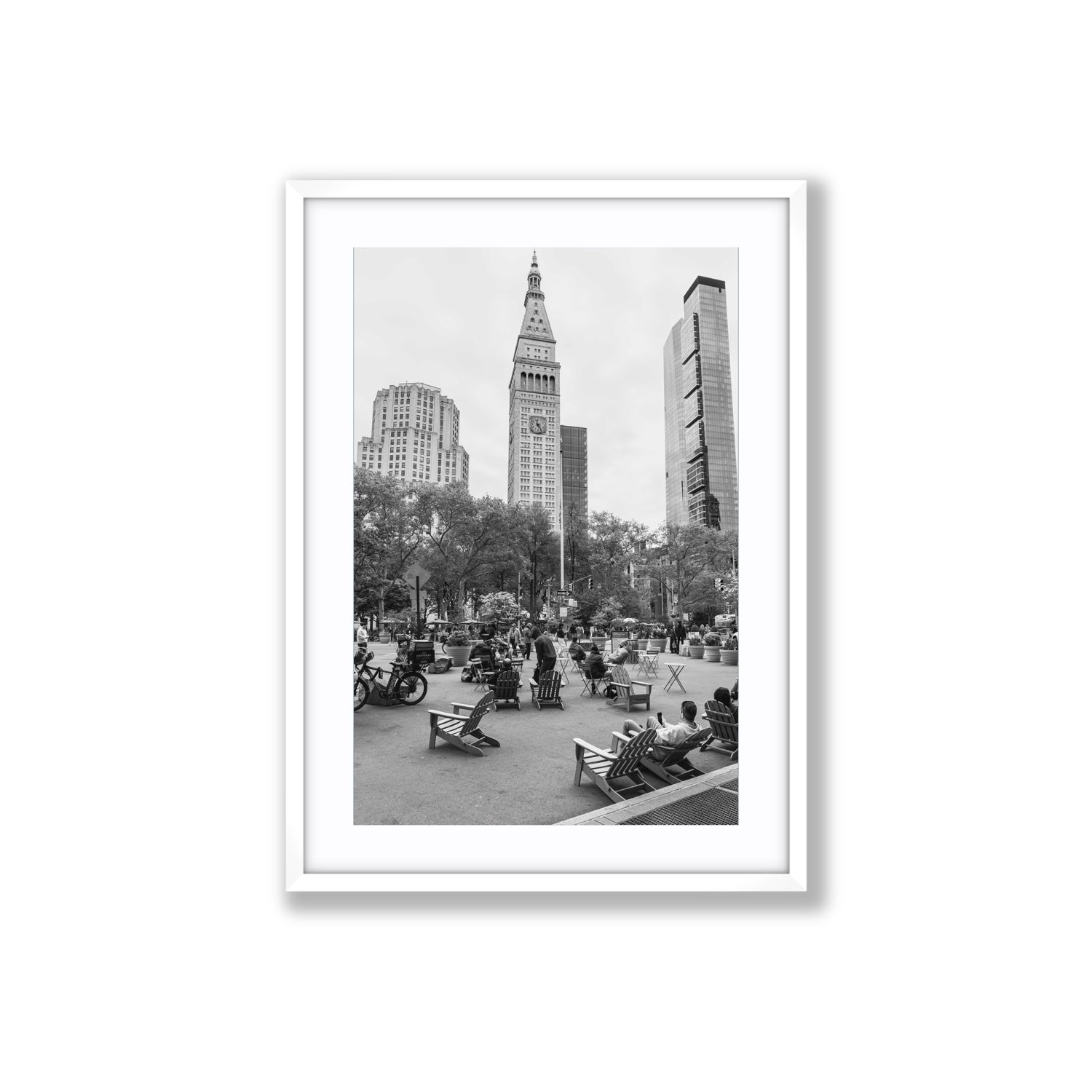 Timeless New York New York NYC Black & White wall art Large fine art print in white frame with matboard