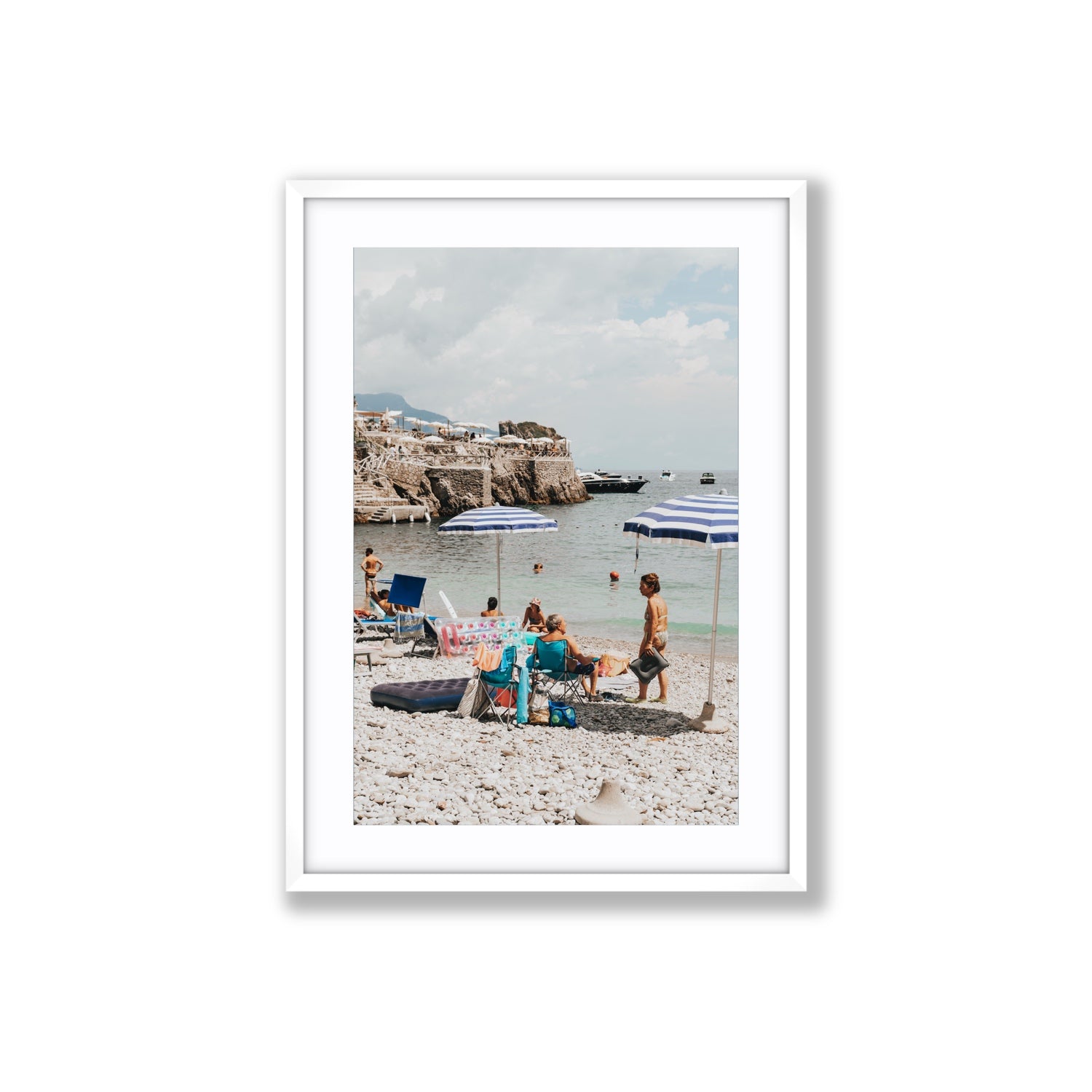 Couple Goals Nerano Amalfi Coast coastal wall art Large fine art print in white frame with matboard