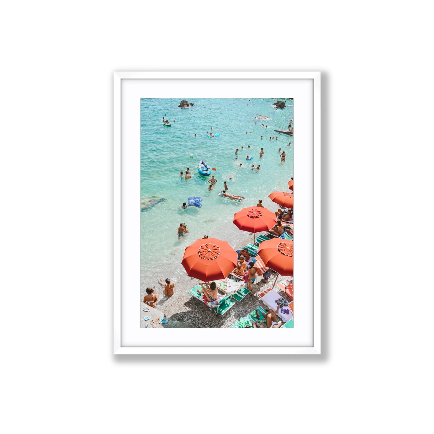 Easy Street Capri Italian beach wall art Large fine art print in white frame with matboard