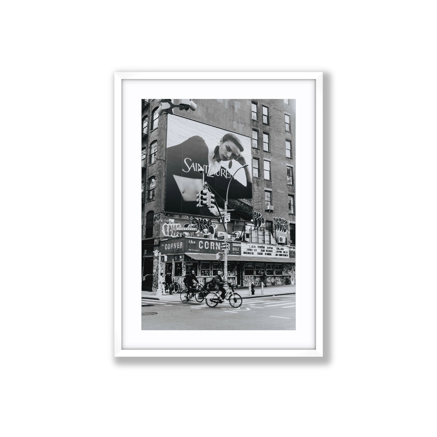 Runway To Rooftops New York NYC Black & White wall art Large fine art print in white frame with matboard