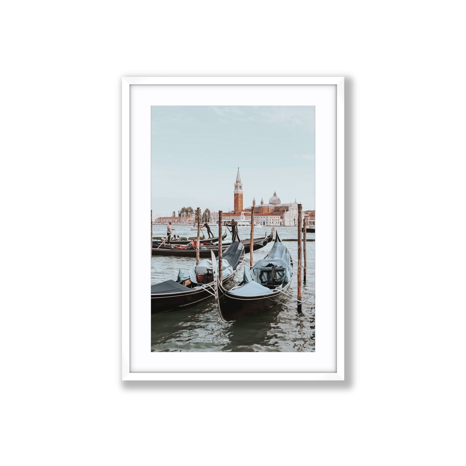 Italian Commute Venice Italian Mediterranean decor wall art Large fine art print in white frame with matboard