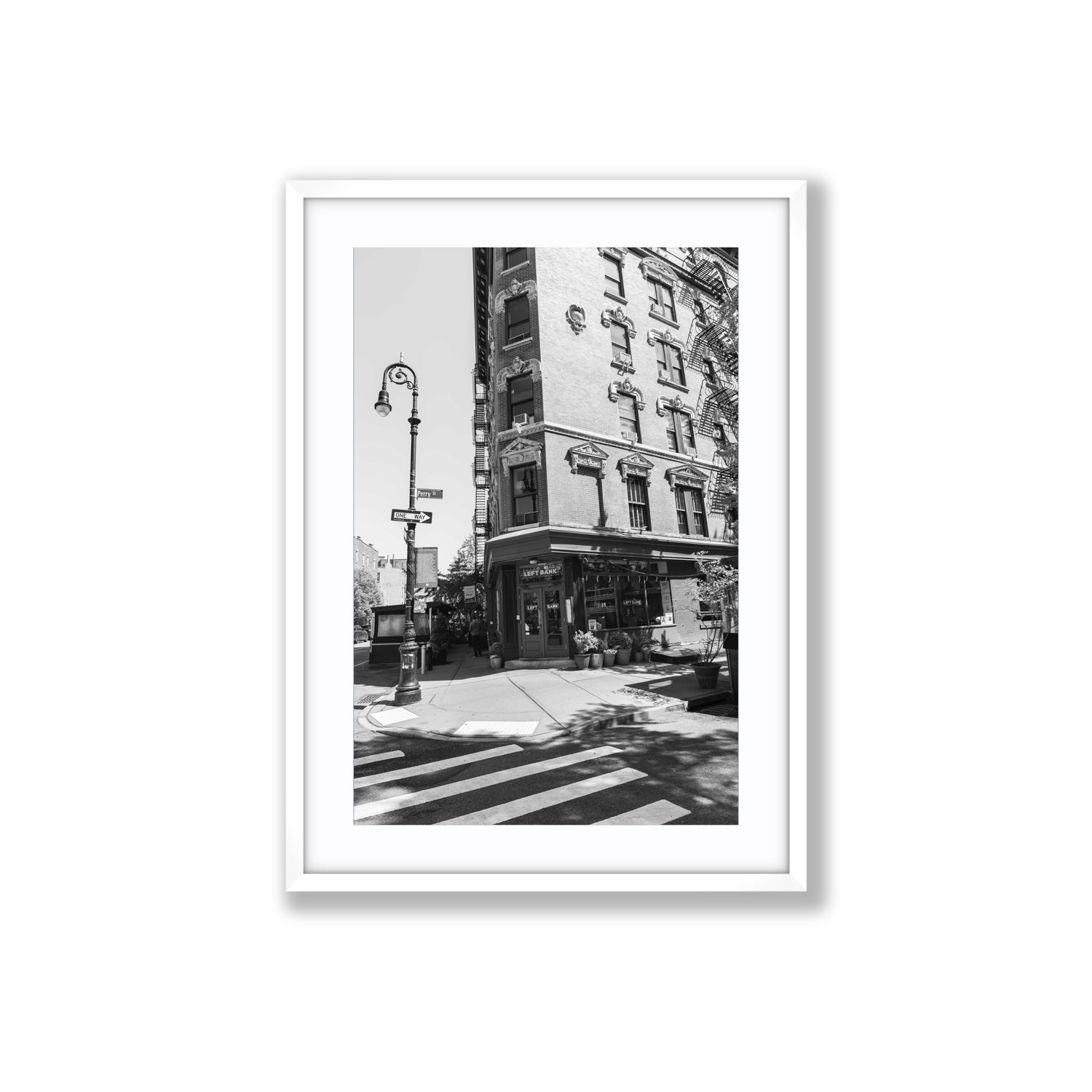 Parisian On Perry New York NYC Black & White wall art Large fine art print in white frame with matboard