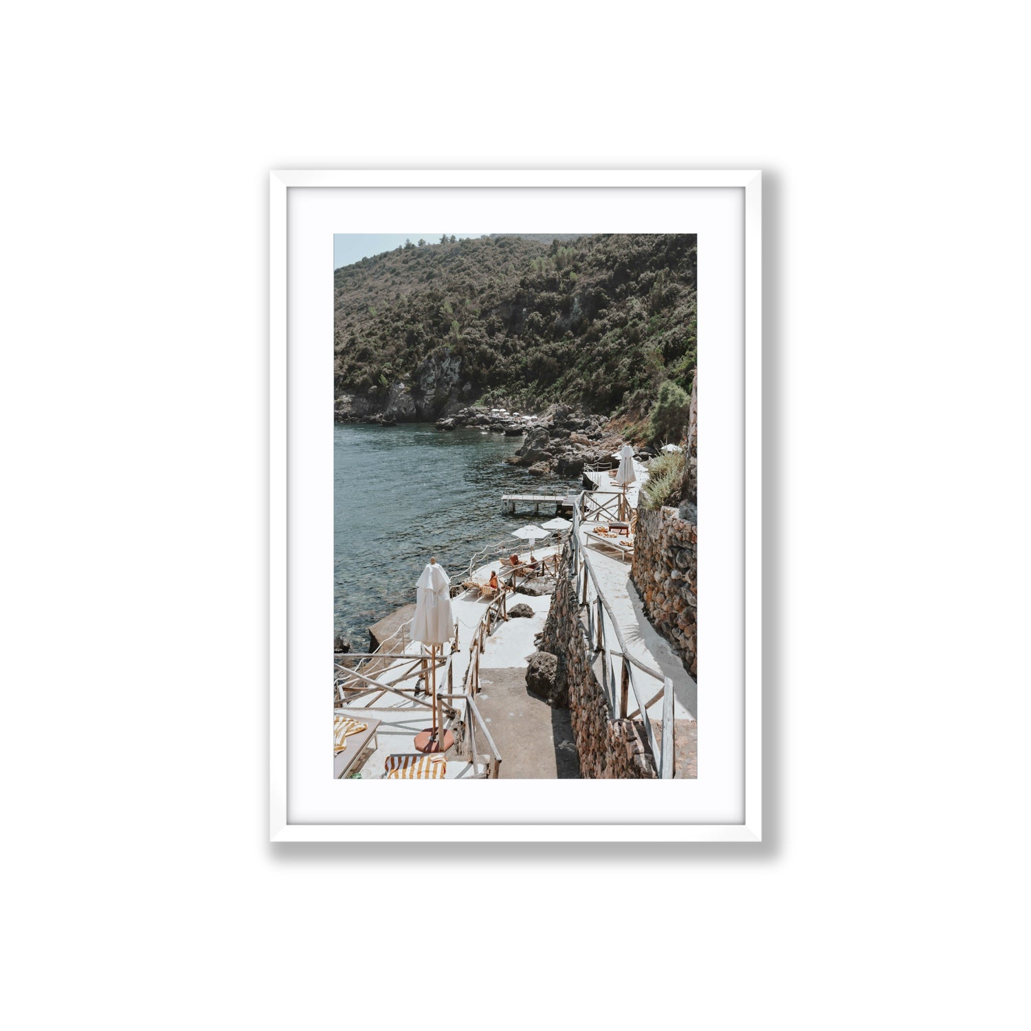 L'Estate Tuscany coastal Italian wall art Large fine art print in white frame with matboard