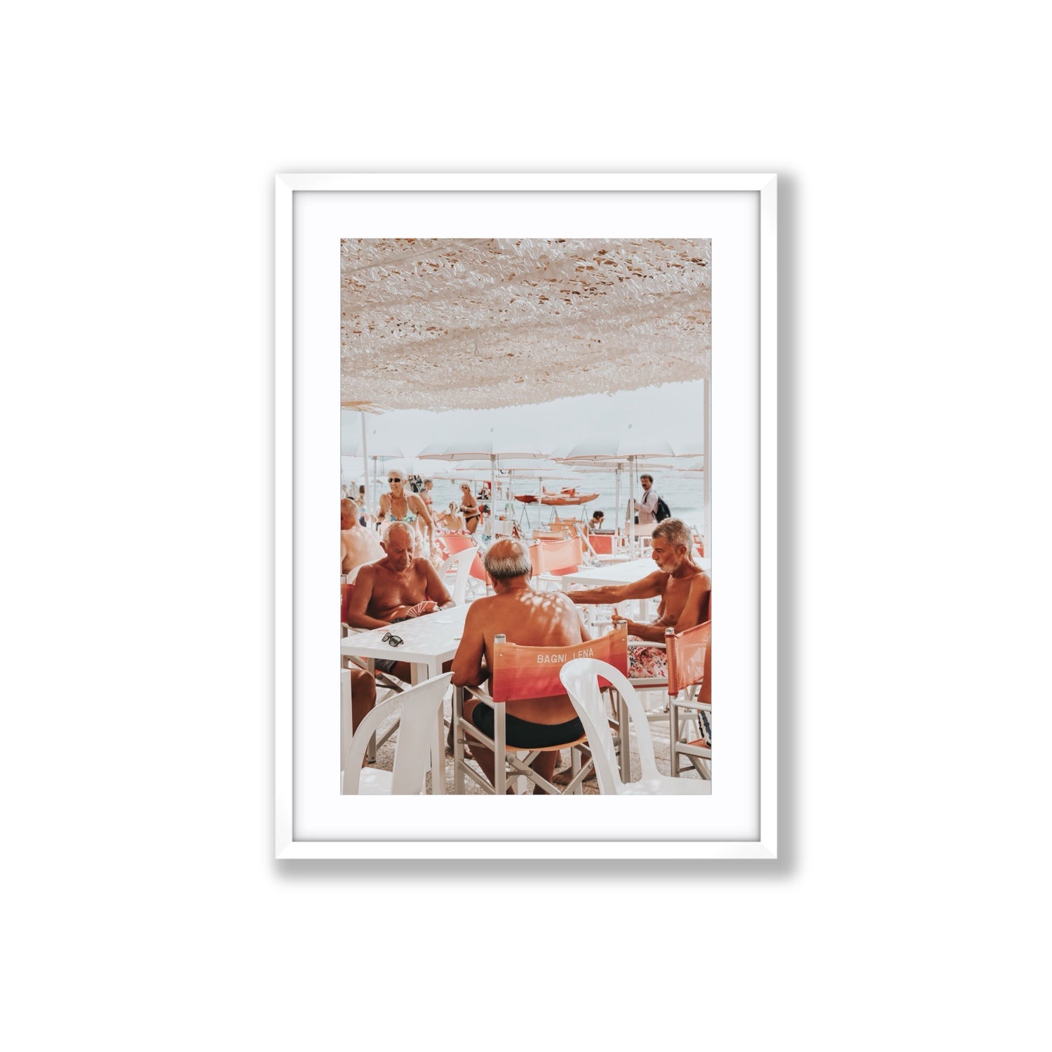 The Players fine art print, Alassio, Italy, Large, White Frame · Matboard, Fine Art Print