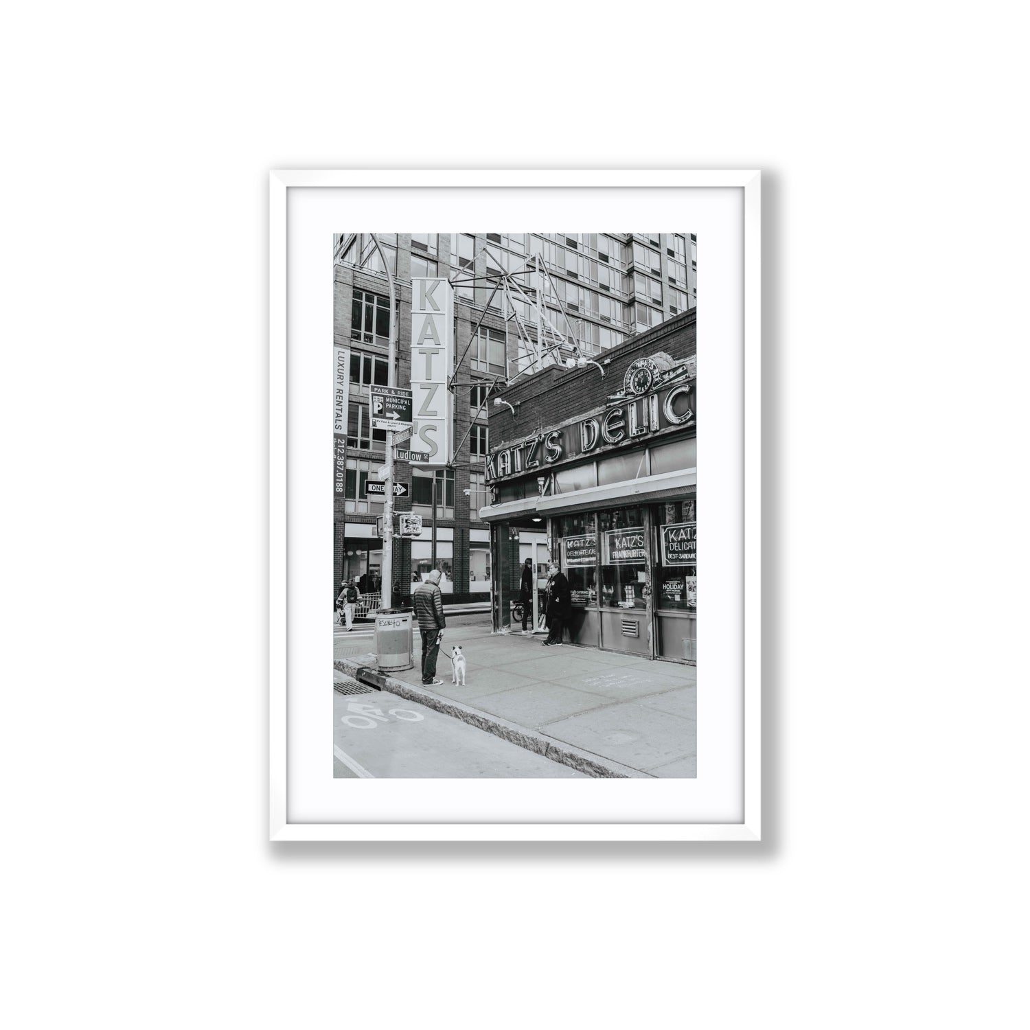 Graphite Gotham New York NYC Black & White wall art Large fine art print in white frame with matboard