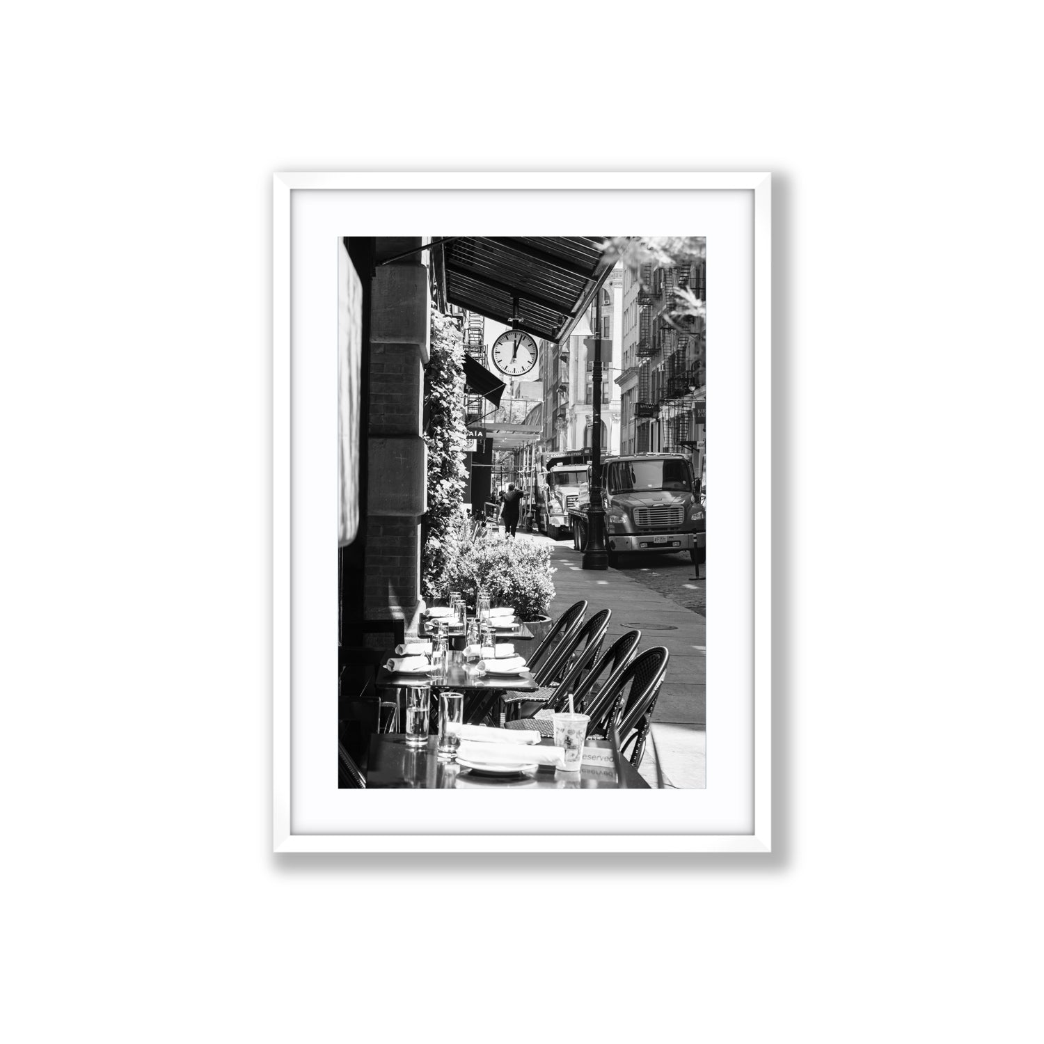Mercer Street New York NYC Black & White wall art Large fine art print in white frame with matboard