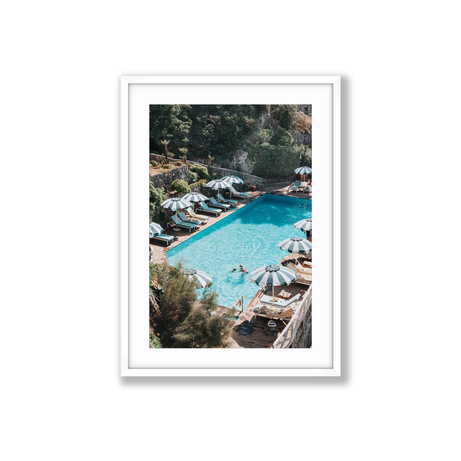 Poolside Paradise fine art print, Ischia, Italy, Large, White Frame · Matboard, Fine Art Print