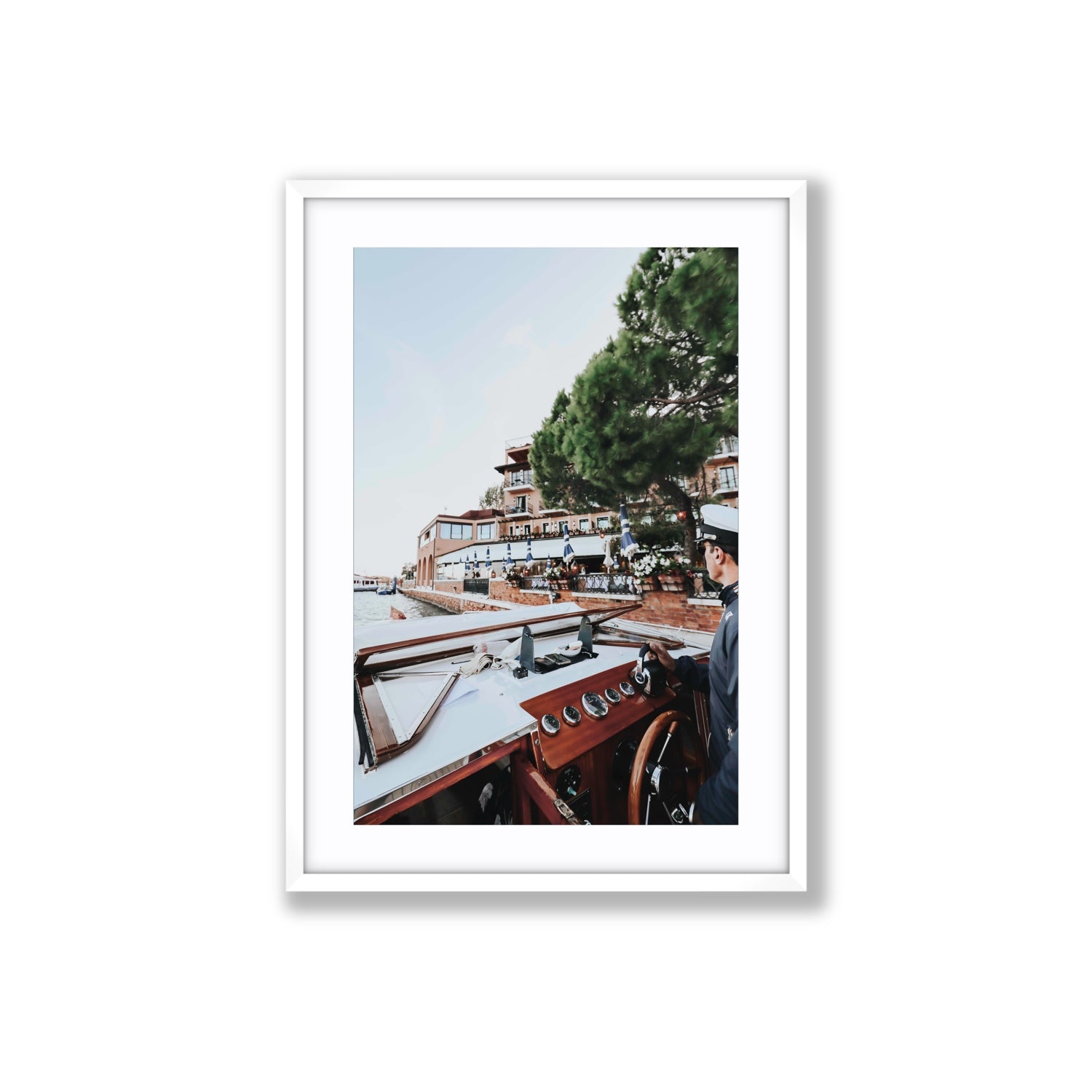 The Driver Venice Canal Italian wall art Large fine art print in white frame with matboard