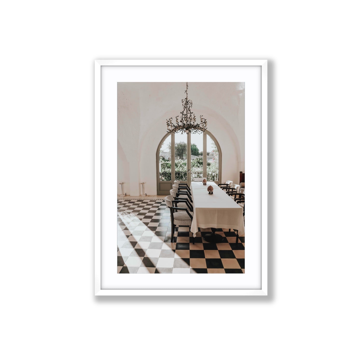 Sunbeam Feast Puglia Wall Italian fine art print Large fine art print in white frame with matboard