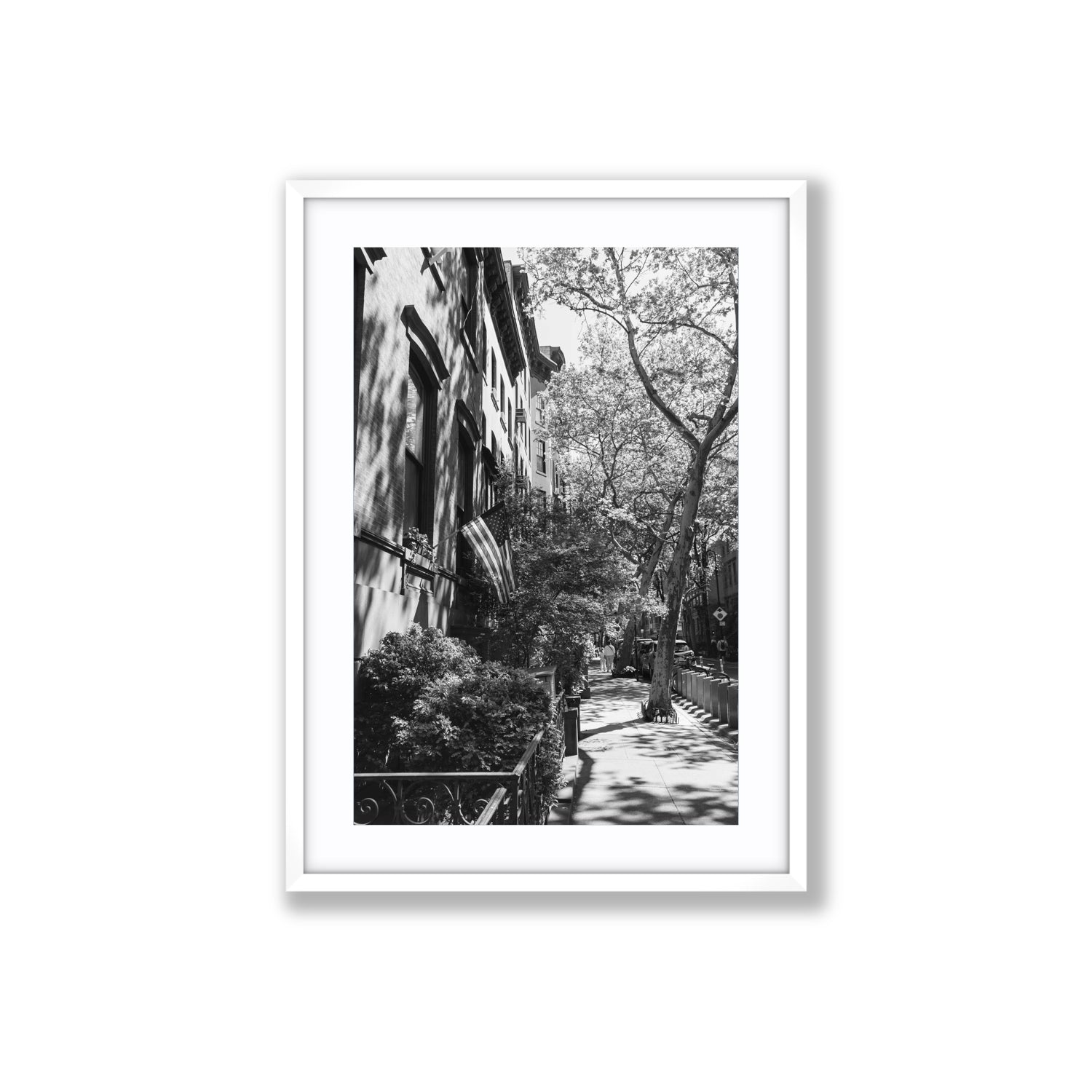 Urban Patriotism New York NYC Black & White wall art Large fine art print in white frame with matboard