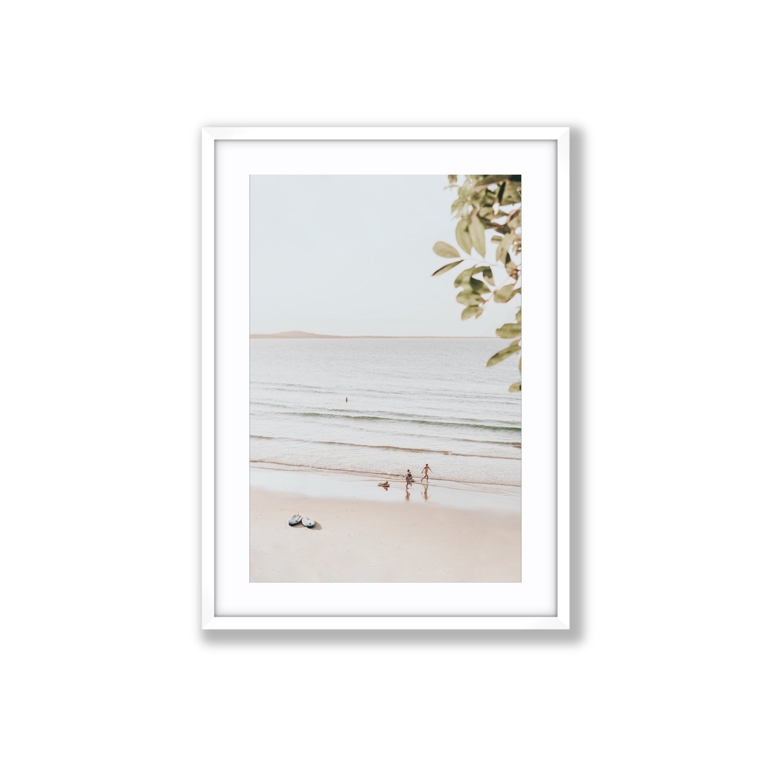 Walking On Sunshine fine art print, Noosa, Australia, coastal scenes artwork, Large, White Frame · Matboard, Fine Art Print