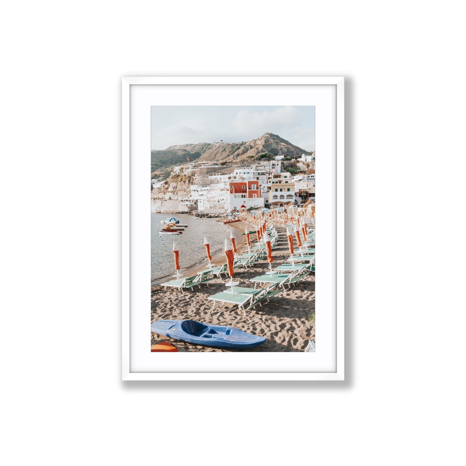 L'Isola del Paradiso Ischia Mediterranean wall art Large fine art print in white frame with matboard