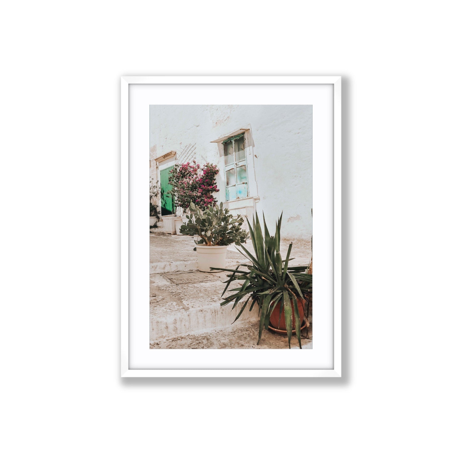 Giardino Segreto Puglia Ostuni wall art Large fine art print in white frame with matboard