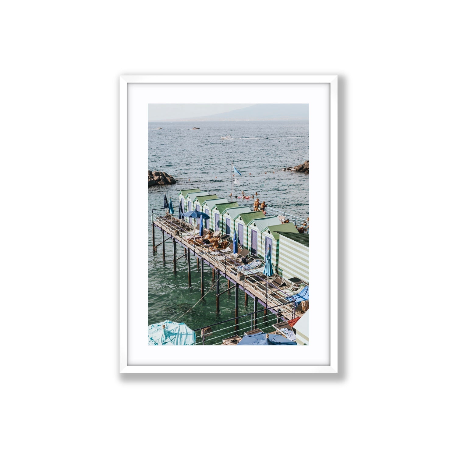 Cabine da Spiaggia fine art print, Sorrento, Italy, Large, White Frame · Matboard, Fine Art Print