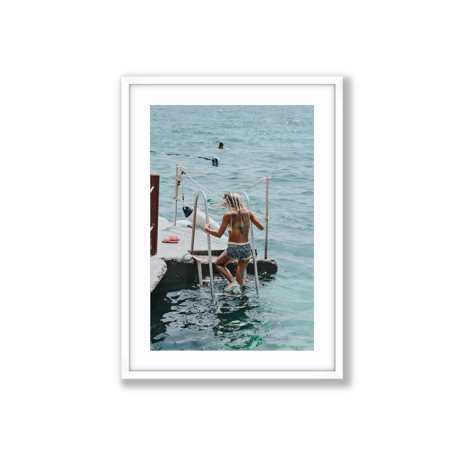 Little Mermaid Capri Mediterranean wall art Large fine art print in white frame with matboard