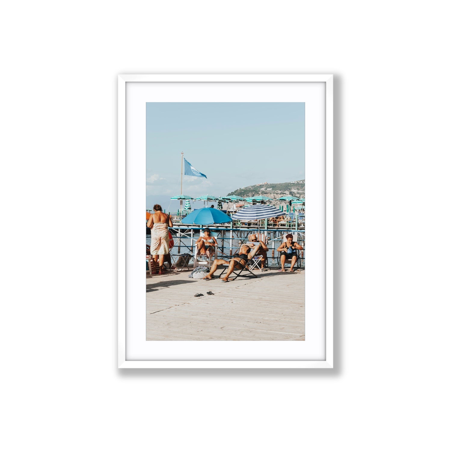 The Golden Years Sorrento Italian wall art Large fine art print in white frame with matboard