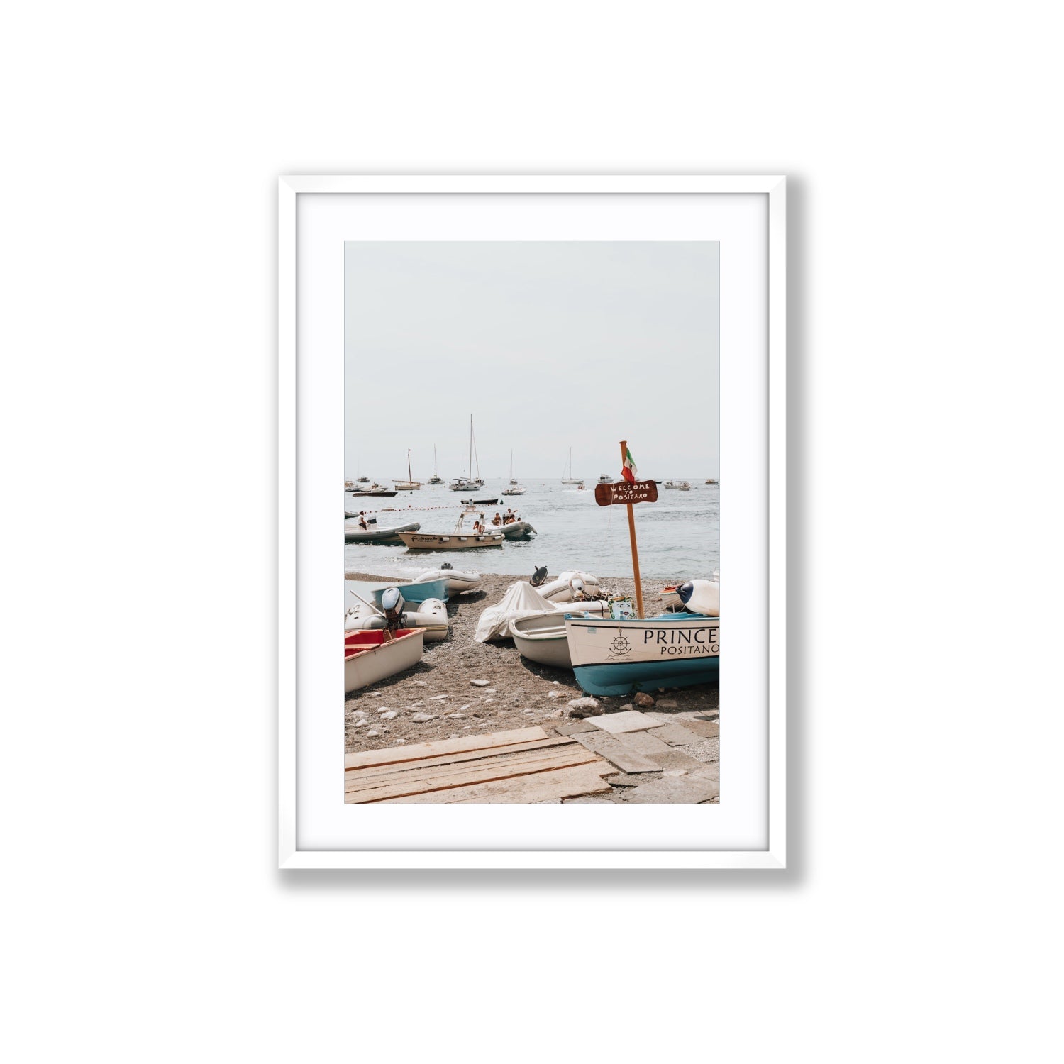 Coming Home fine art print, Positano, Italy, Large, White Frame · Matboard, Fine Art Print