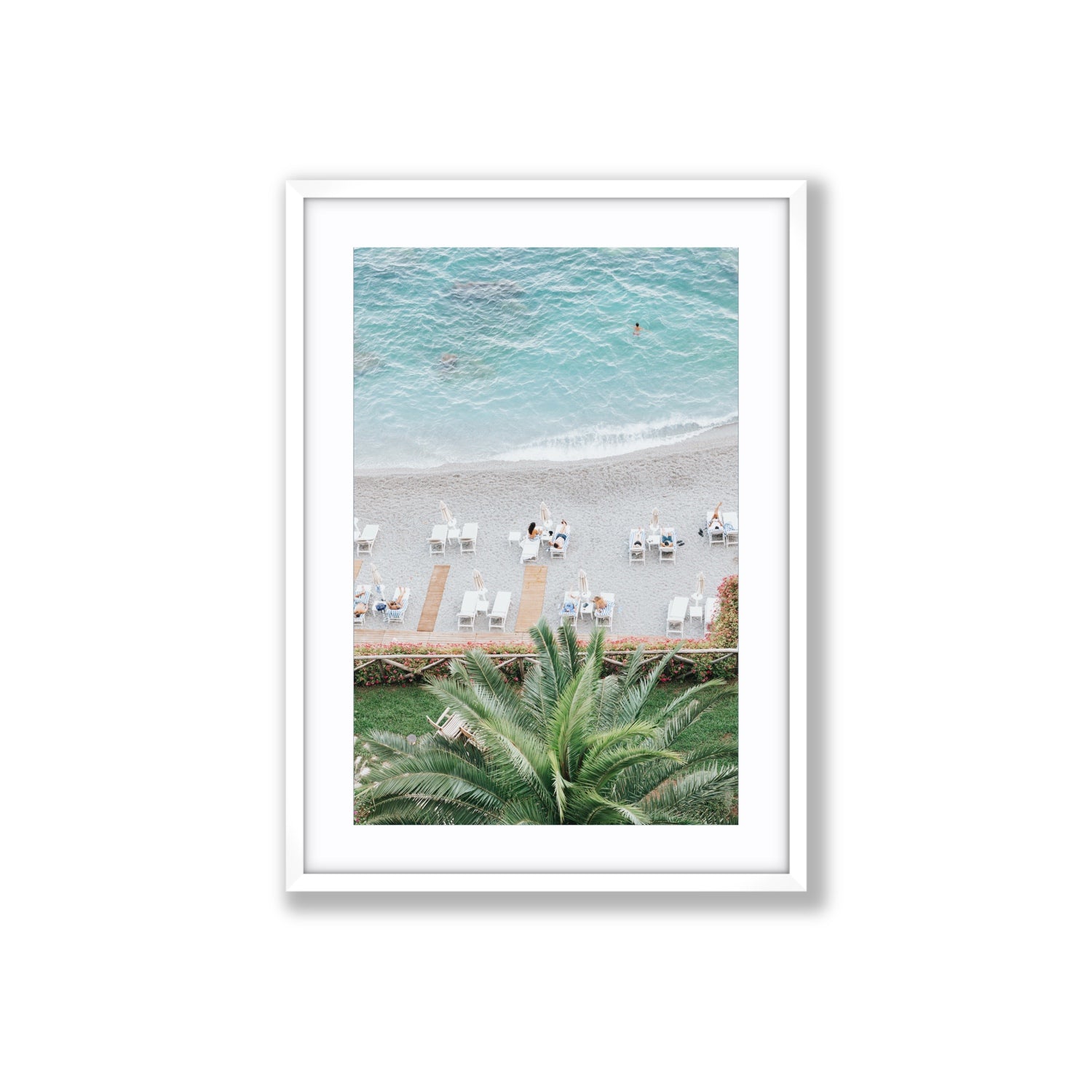 Paradiso Amalfi Mediterranean wall art Large fine art print in white frame with matboard