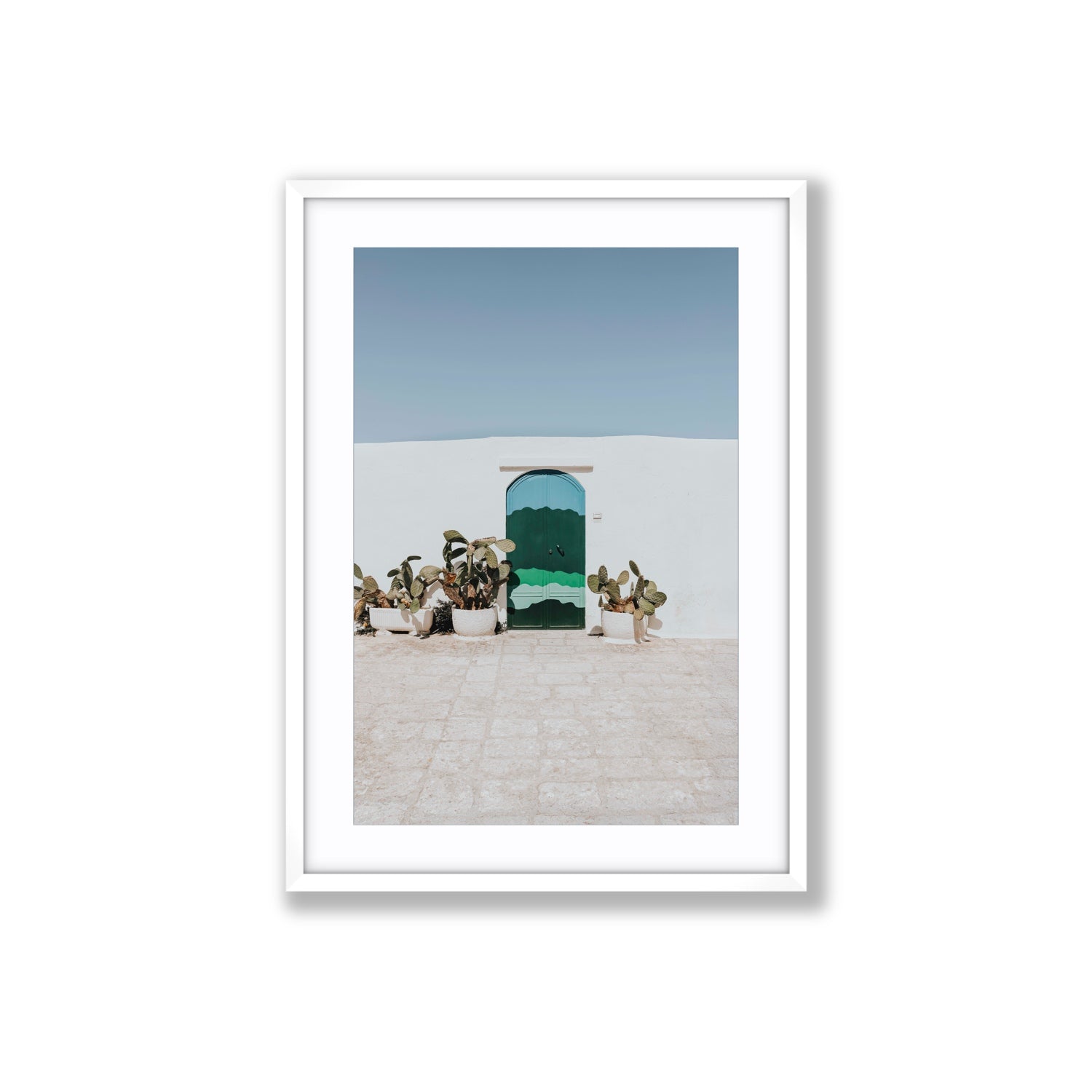 Imaginary Exit Puglia Mediterranean wall art Large fine art print in white frame with matboard