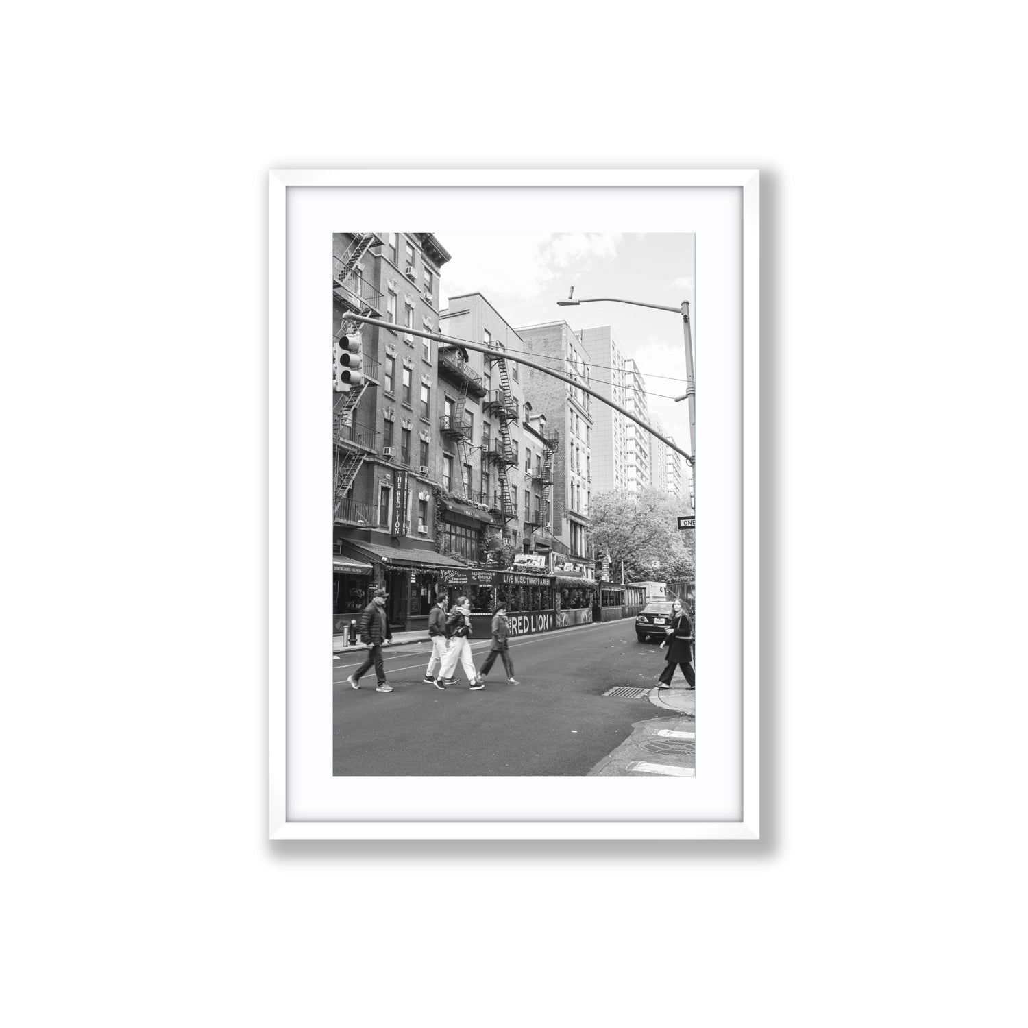 Spectral Streets New York NYC Black & White wall art Large fine art print in white frame with matboard