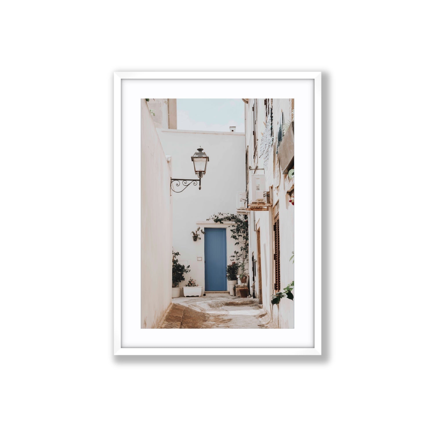 Entry Envy Puglia Ostuni wall art Large fine art print in white frame with matboard