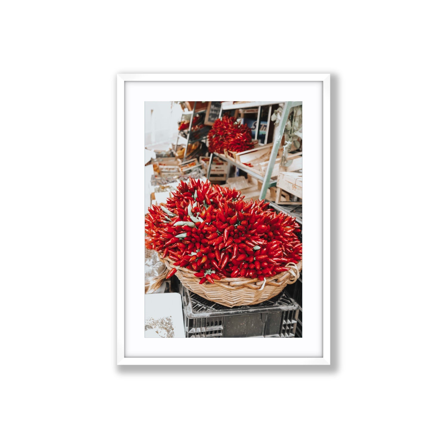 Spicy Bunch Puglia Italian wall art Large fine art print in white frame with matboard