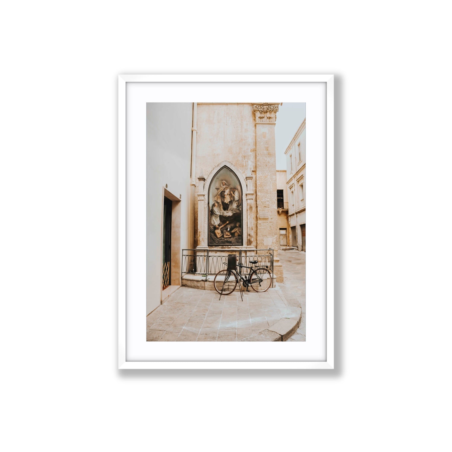 La Chiesa Puglia Otranto Italian wall art Large fine art print in white frame with matboard
