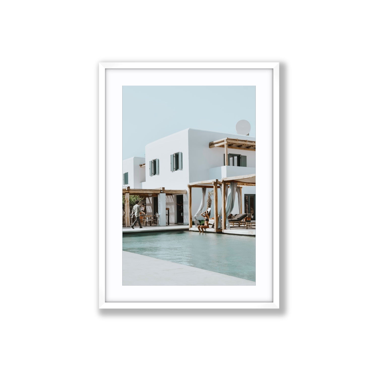 Aphrodite Mykonos Greek island wall art Large fine art print in white frame with matboard