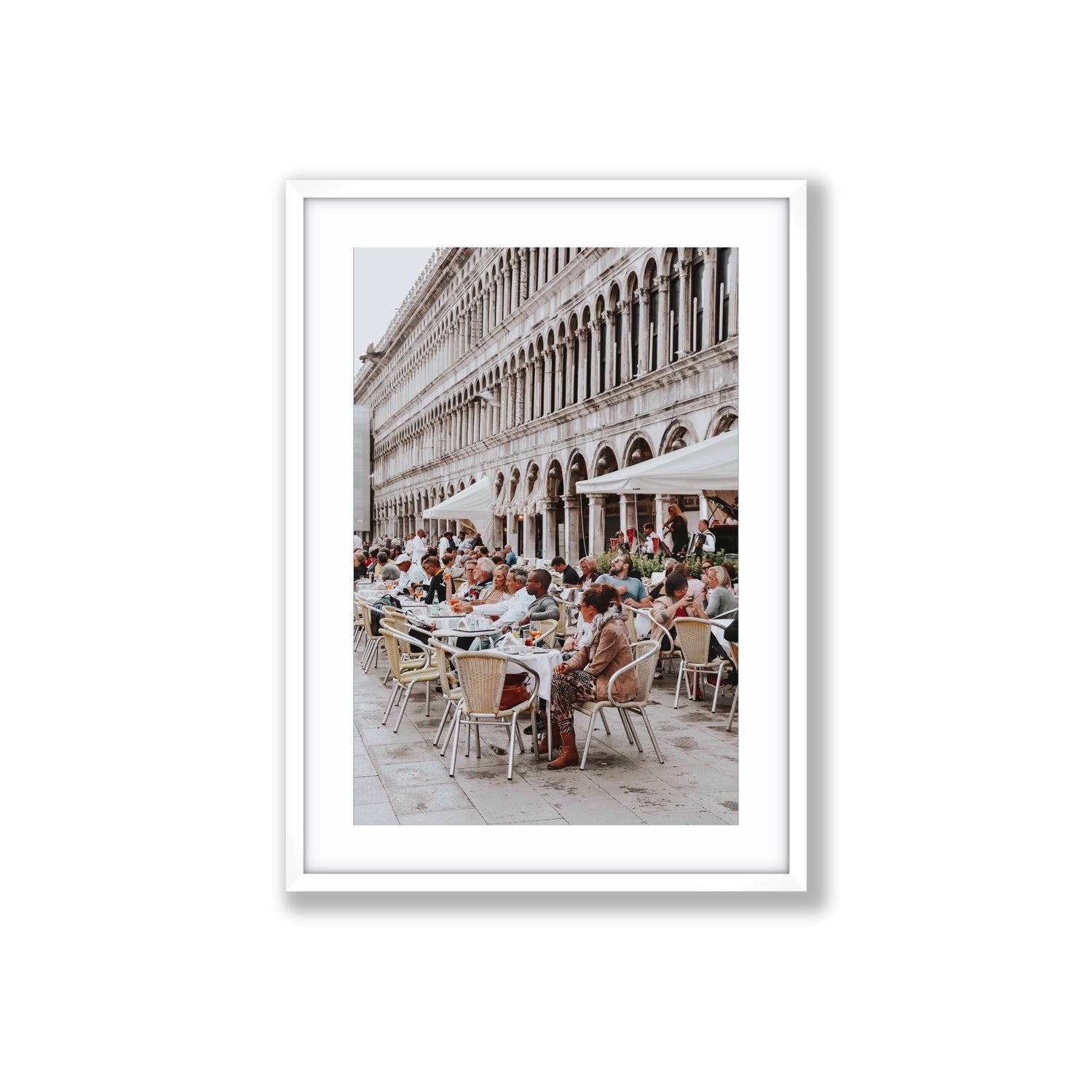 Lunchbreak Venice Italian wall art Large fine art print in white frame with matboard