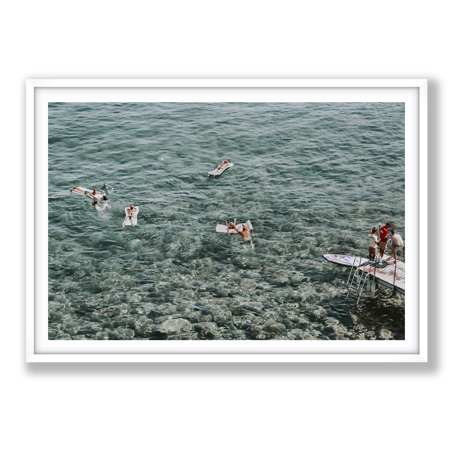Having A Whale Of A Time Tuscany coastal wall art Statement fine art print in white frame with matboard