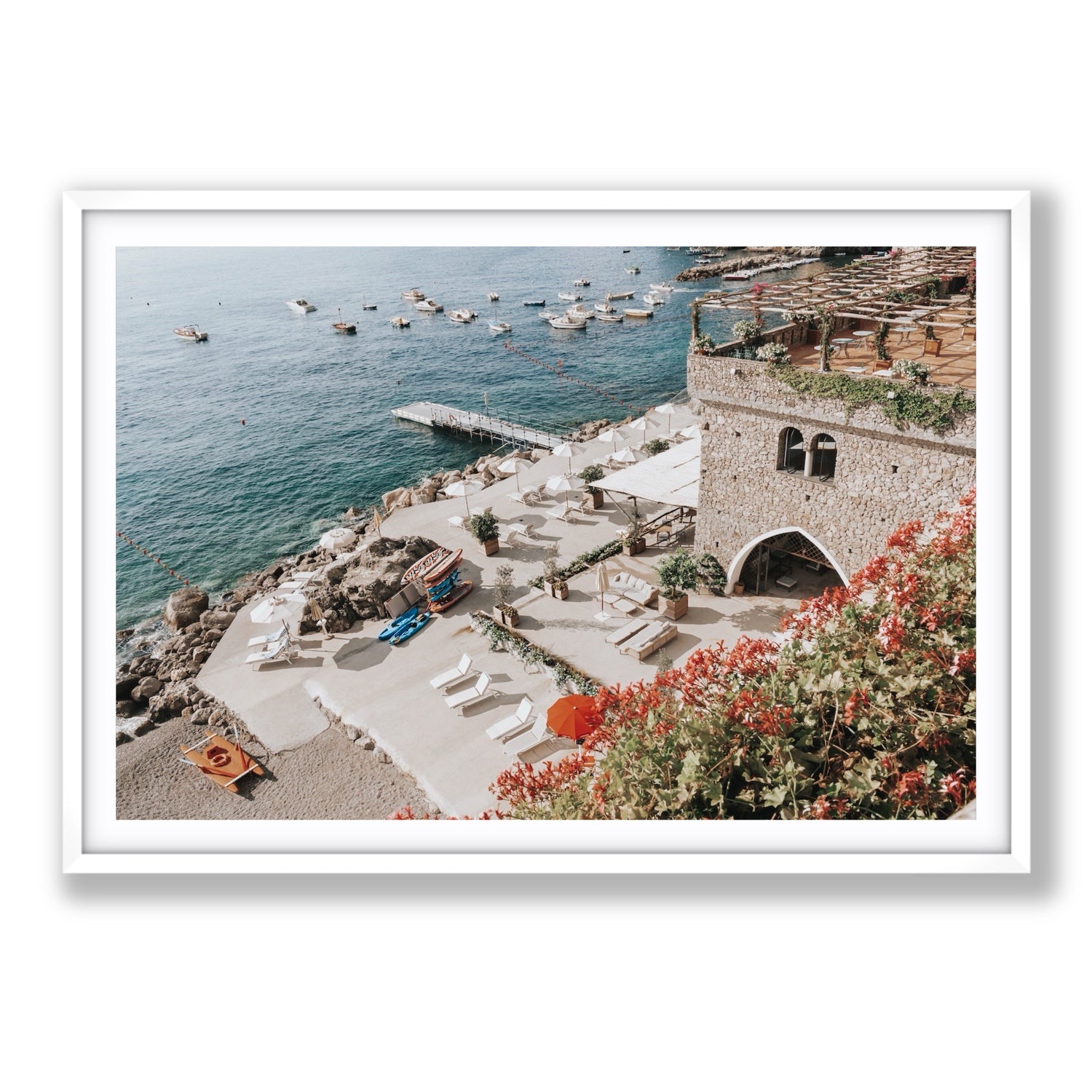 Floral Fortress fine art print, Amalfi, Italy, Statement, White Frame · Matboard, Fine Art Print