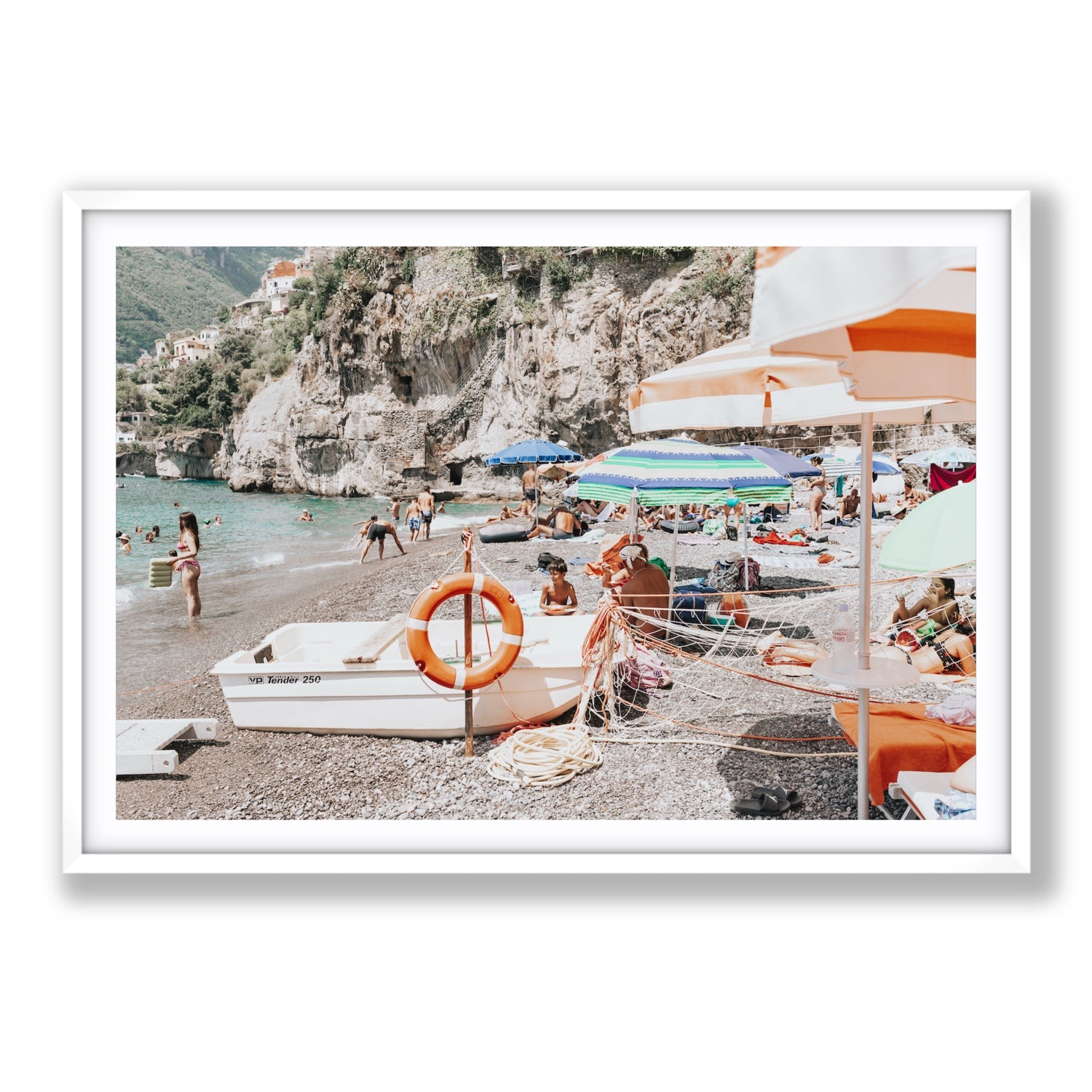 Bellezza By The Bay fine art print, Positano, Italy, Statement, White Frame · Matboard, Fine Art Print