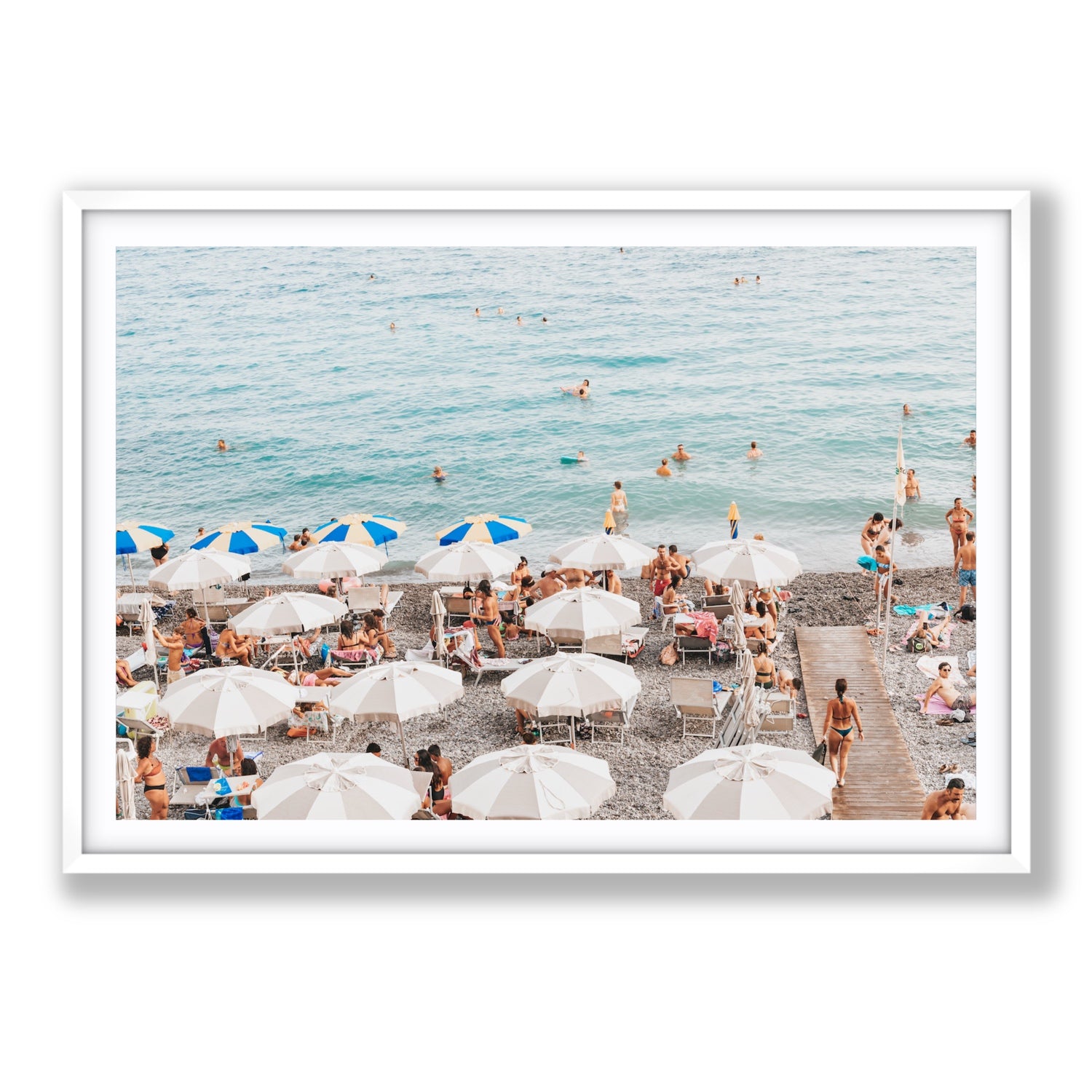 Dreamscape Amalfi Italian beach wall art Statement fine art print in white frame with matboard