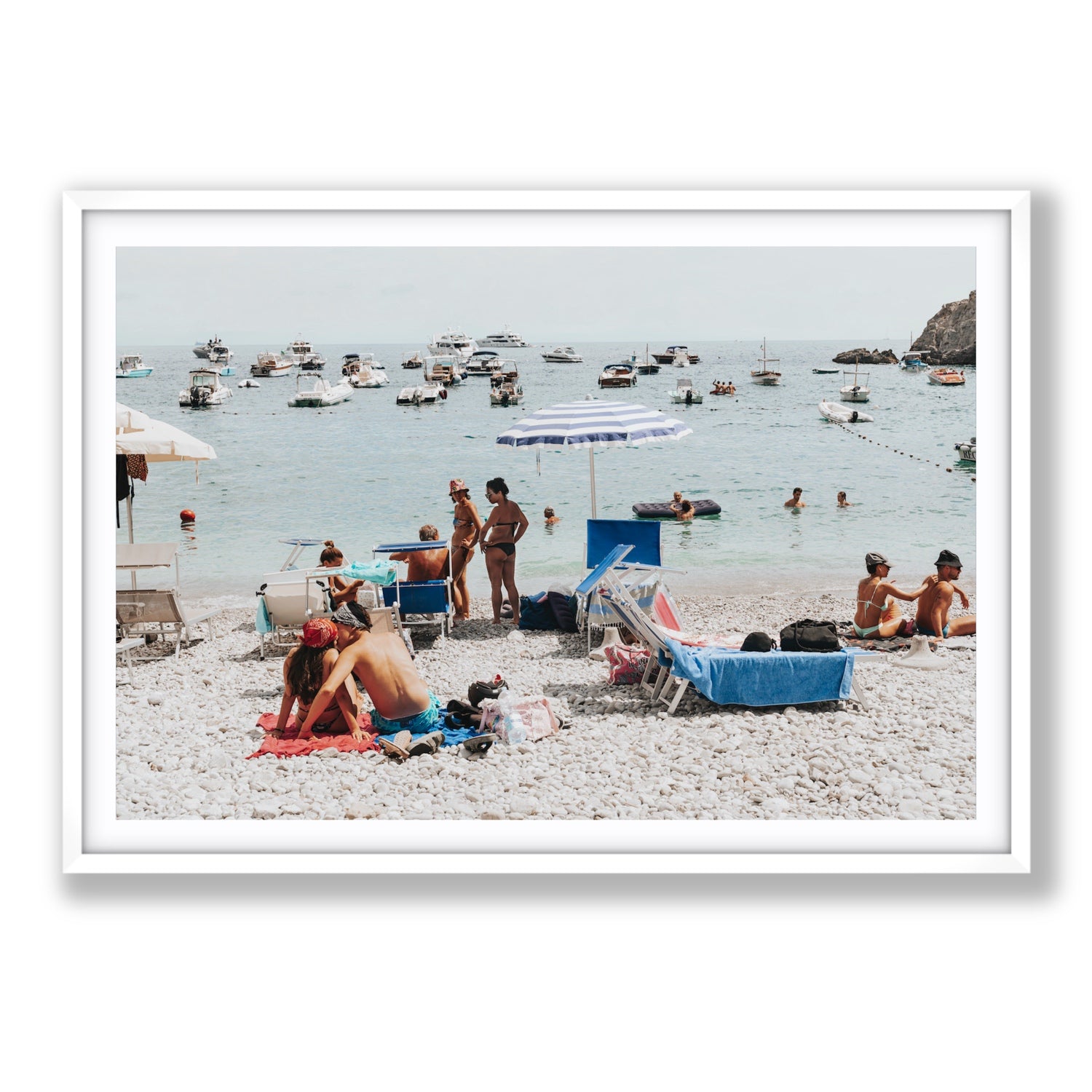 The Kiss Nerano wall art Statement fine art print in white frame with matboard