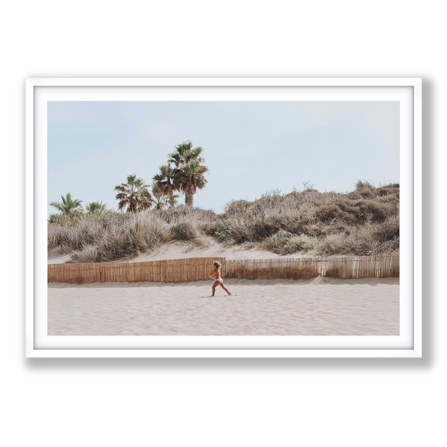 Ragazza Da Spiaggia Puglia beach Italian fine art print Statement fine art print in white frame with matboard