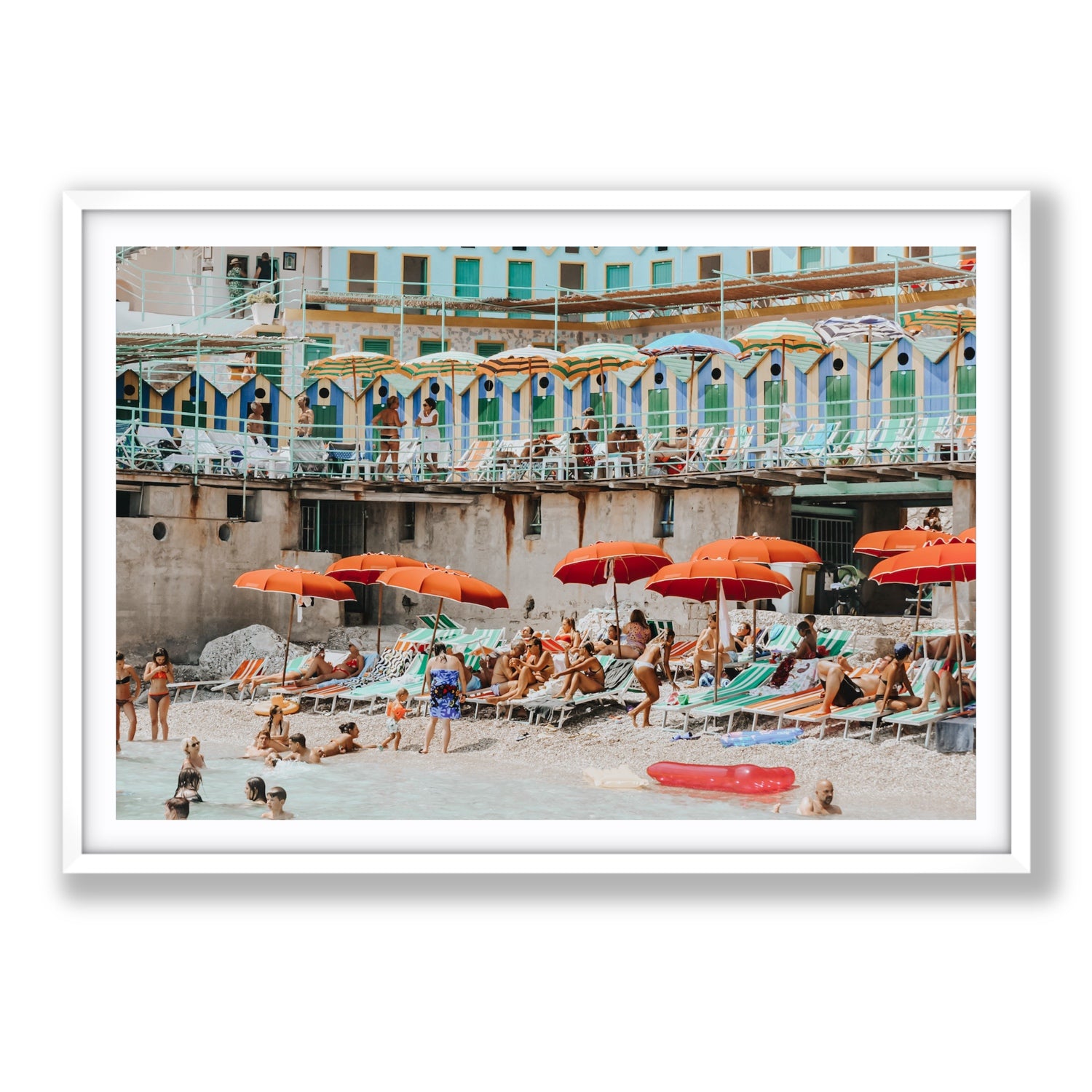 Umbrella Fiesta fine art print, Capri, Italy, Statement, White Frame · Matboard, Fine Art Print