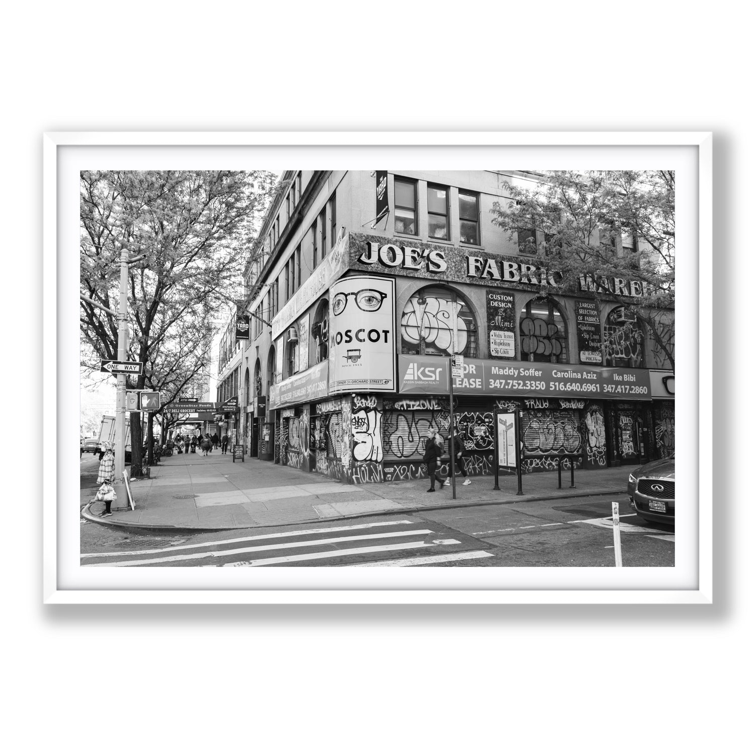 Wall Poetry New York NYC Black & White wall art Statement fine art print in white frame with matboard