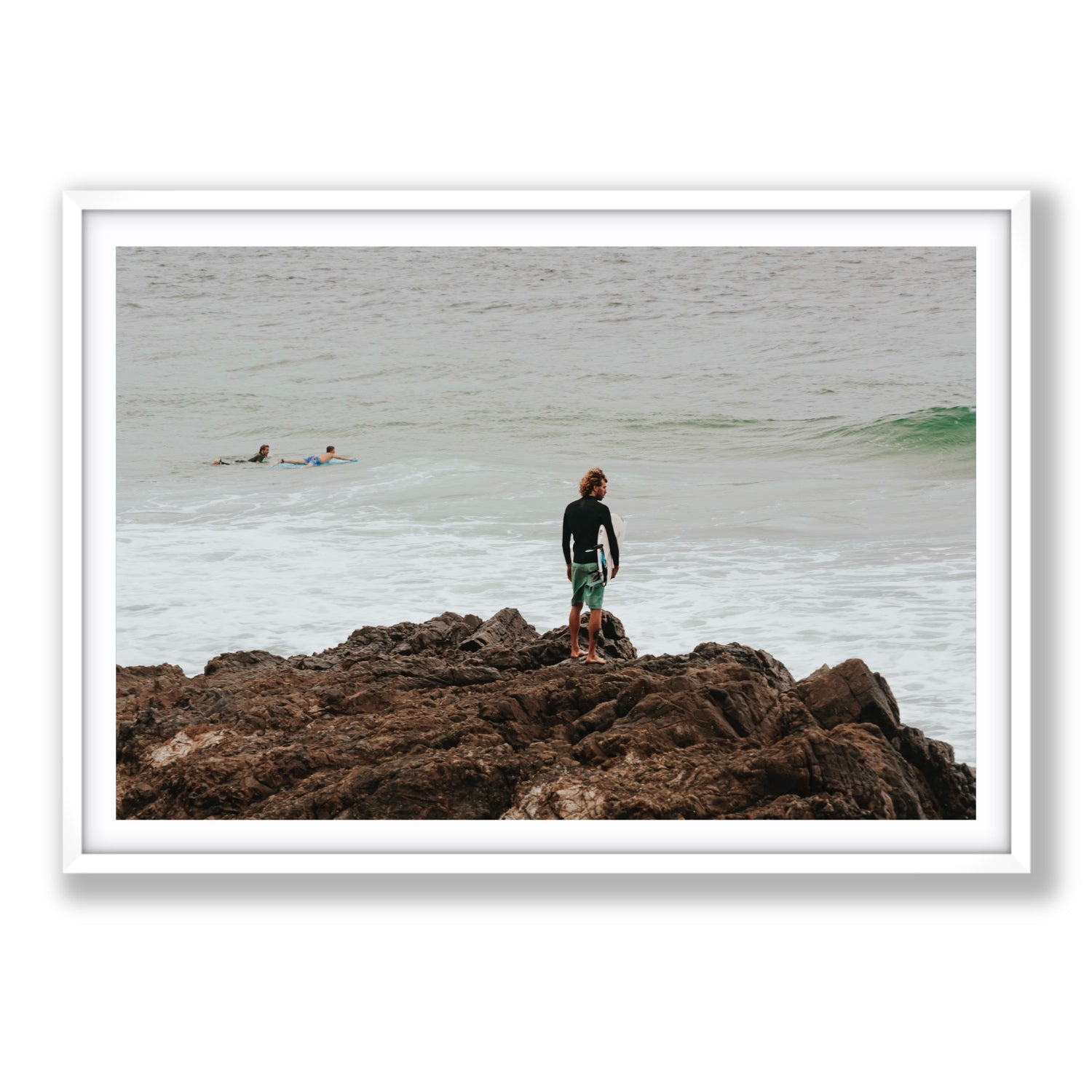 Let The Sea Set You Free Byron Bay Surf wall art Statement fine art print in white frame with matboard