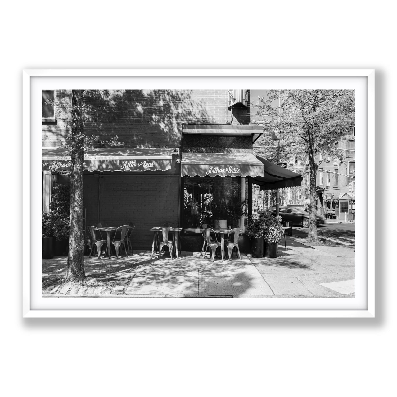 Arthur's Corner New York NYC Restaurant wall art Statement fine art print in white frame with matboard