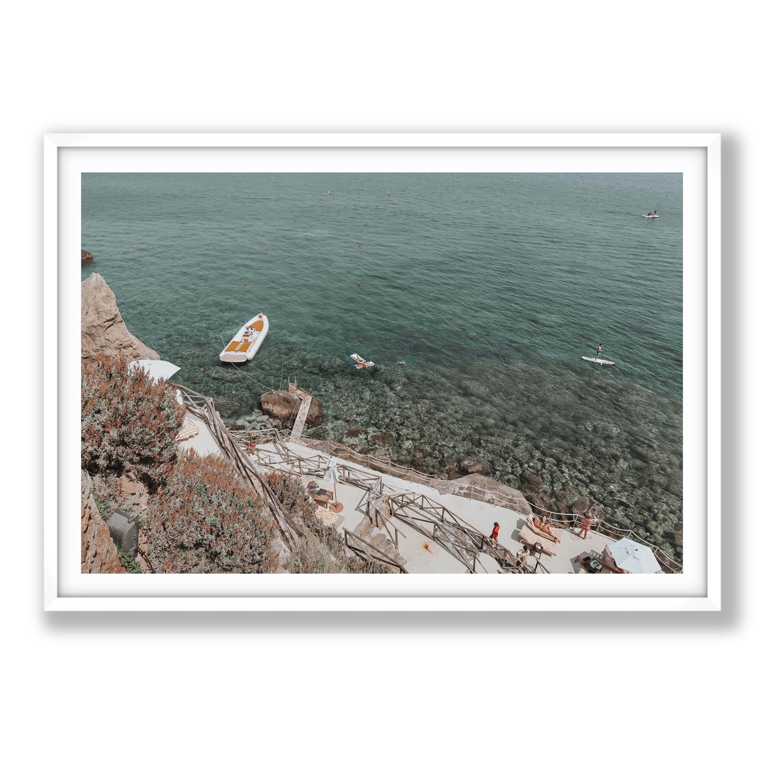 The Lagoon Tuscany coastal Italian wall art Statement fine art print in white frame with matboard