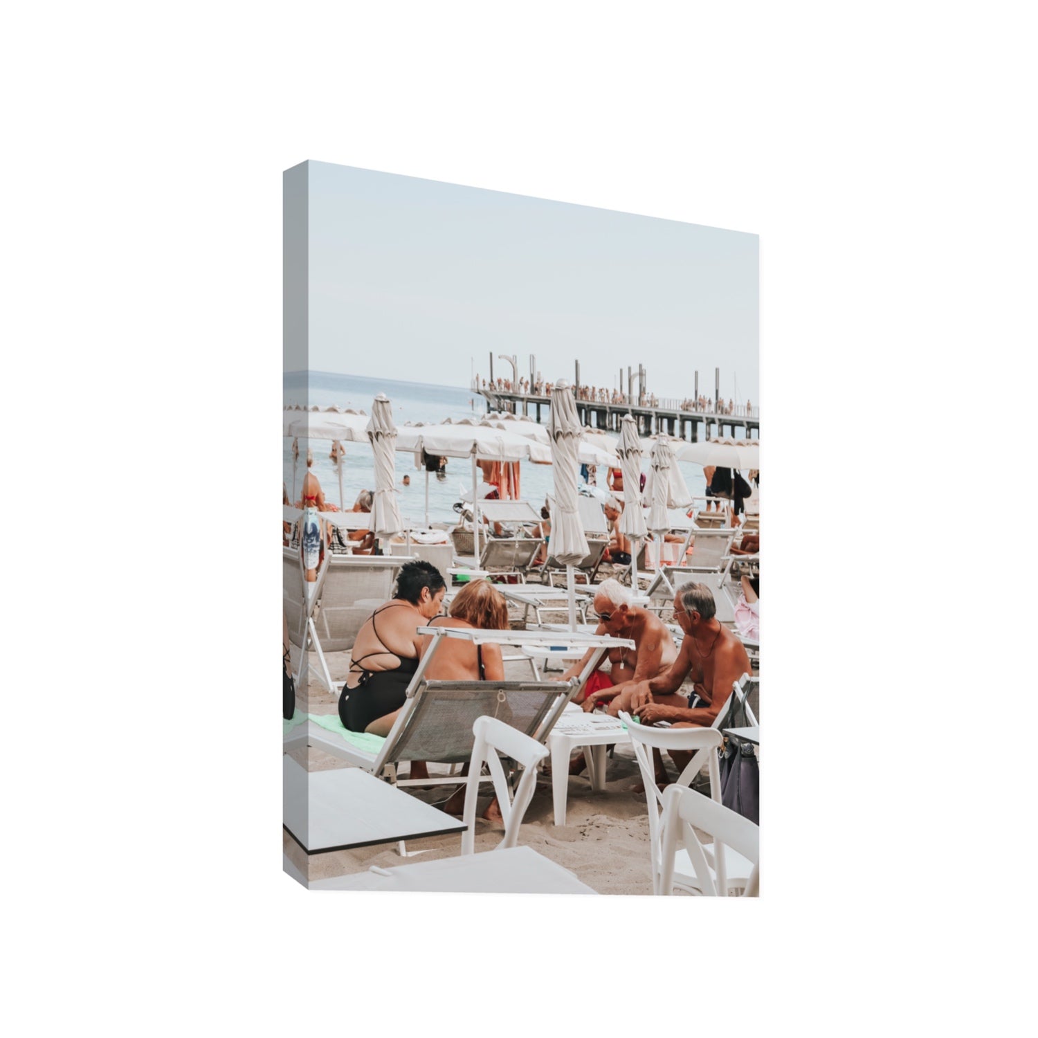 Salted Shuffle fine art print, Alassio, Italy, people and locals artwork, Gallery, Stretched Canvas